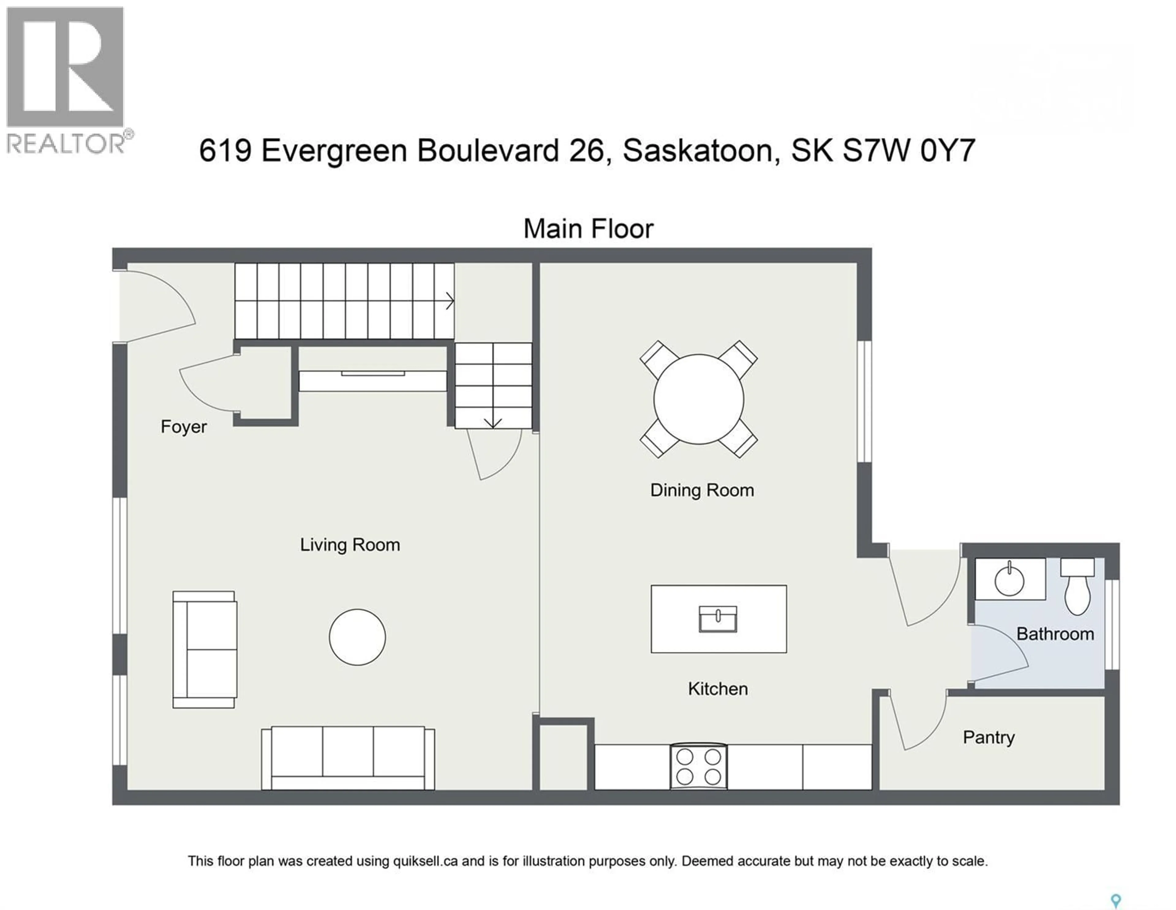 Floor plan for 26 619 EVERGREEN BOULEVARD, Saskatoon Saskatchewan S7W0Y8