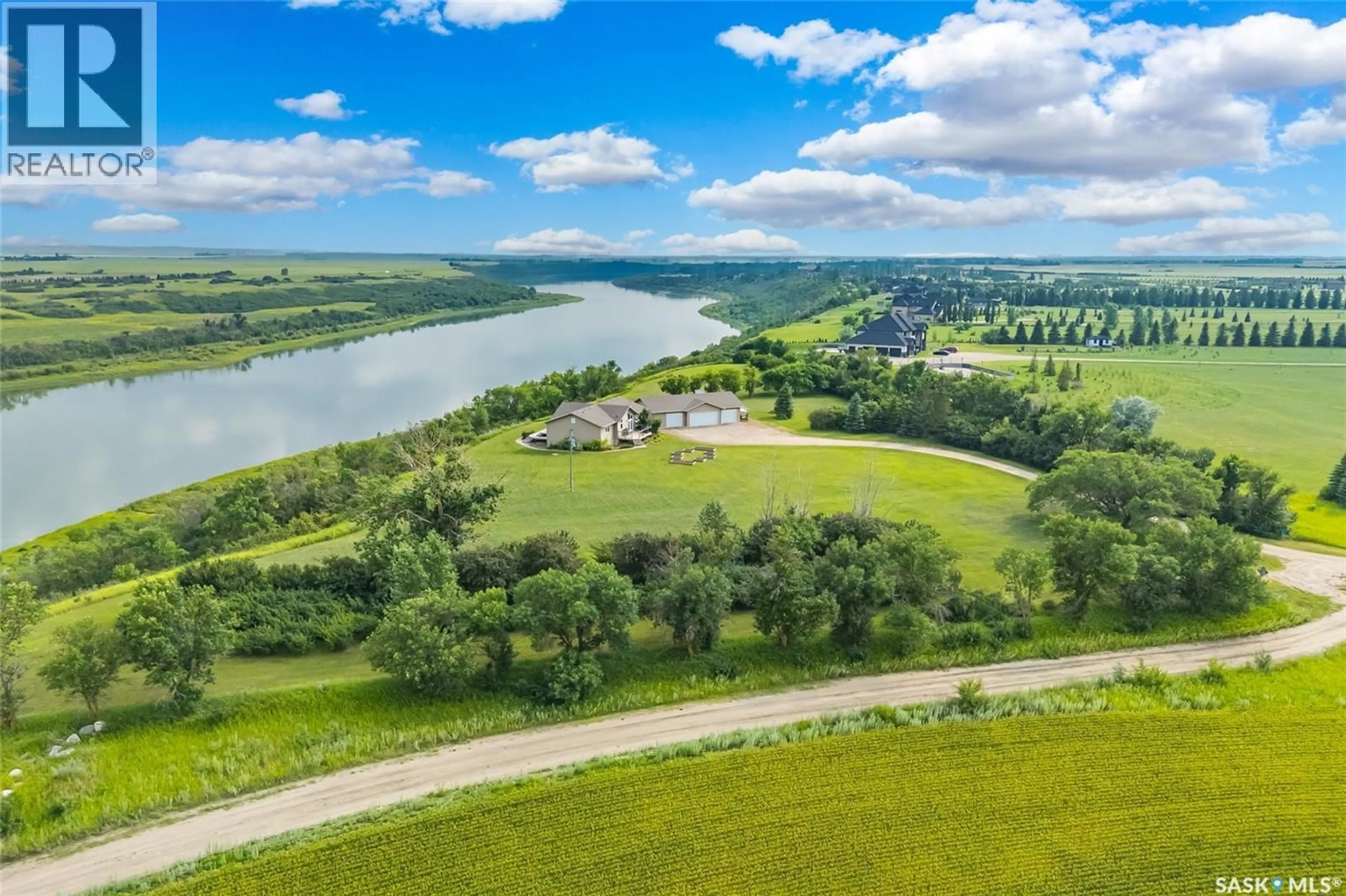 A pic from outside/outdoor area/front of a property/back of a property/a pic from drone, water/lake/river/ocean view for ROBERTS RIVERFRONT ACREAGE, South Saskatchewan River Saskatchewan S7K3J7