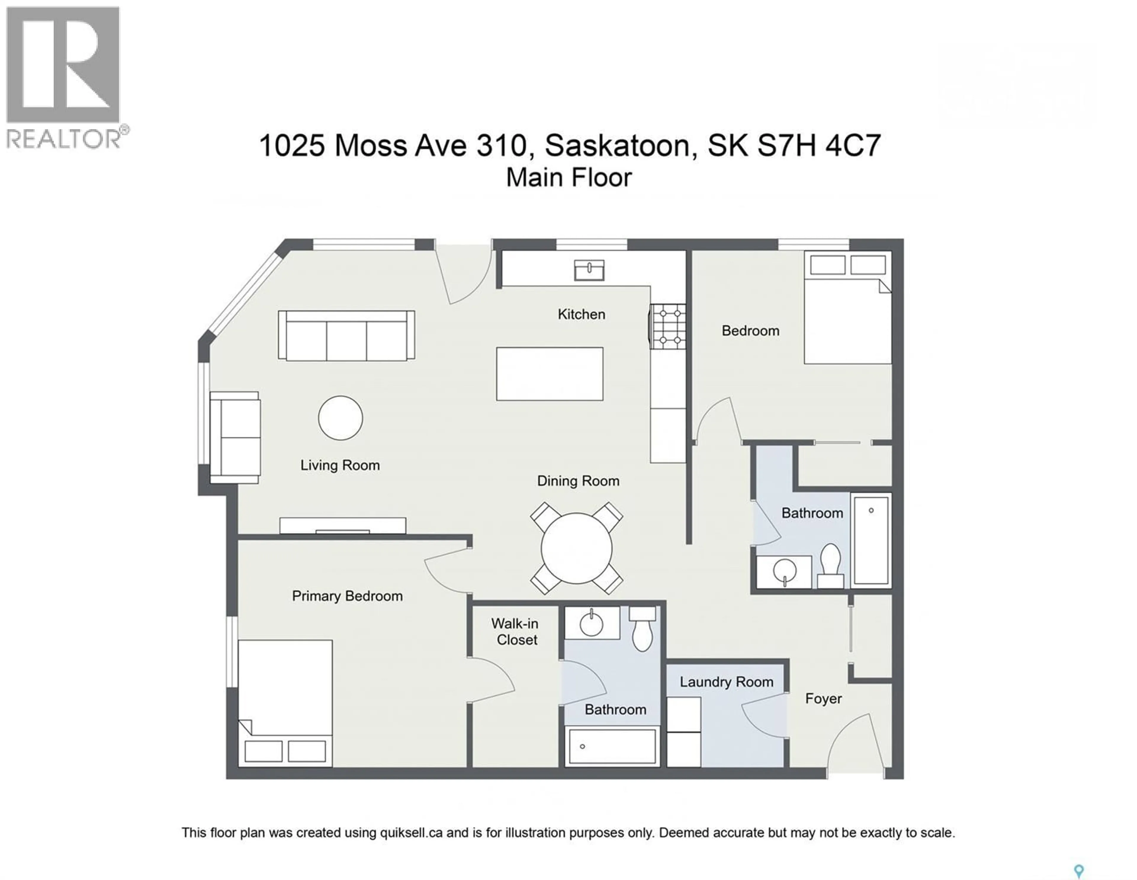 Floor plan for 1025 - 310 MOSS AVENUE, Saskatoon Saskatchewan S7H4C7
