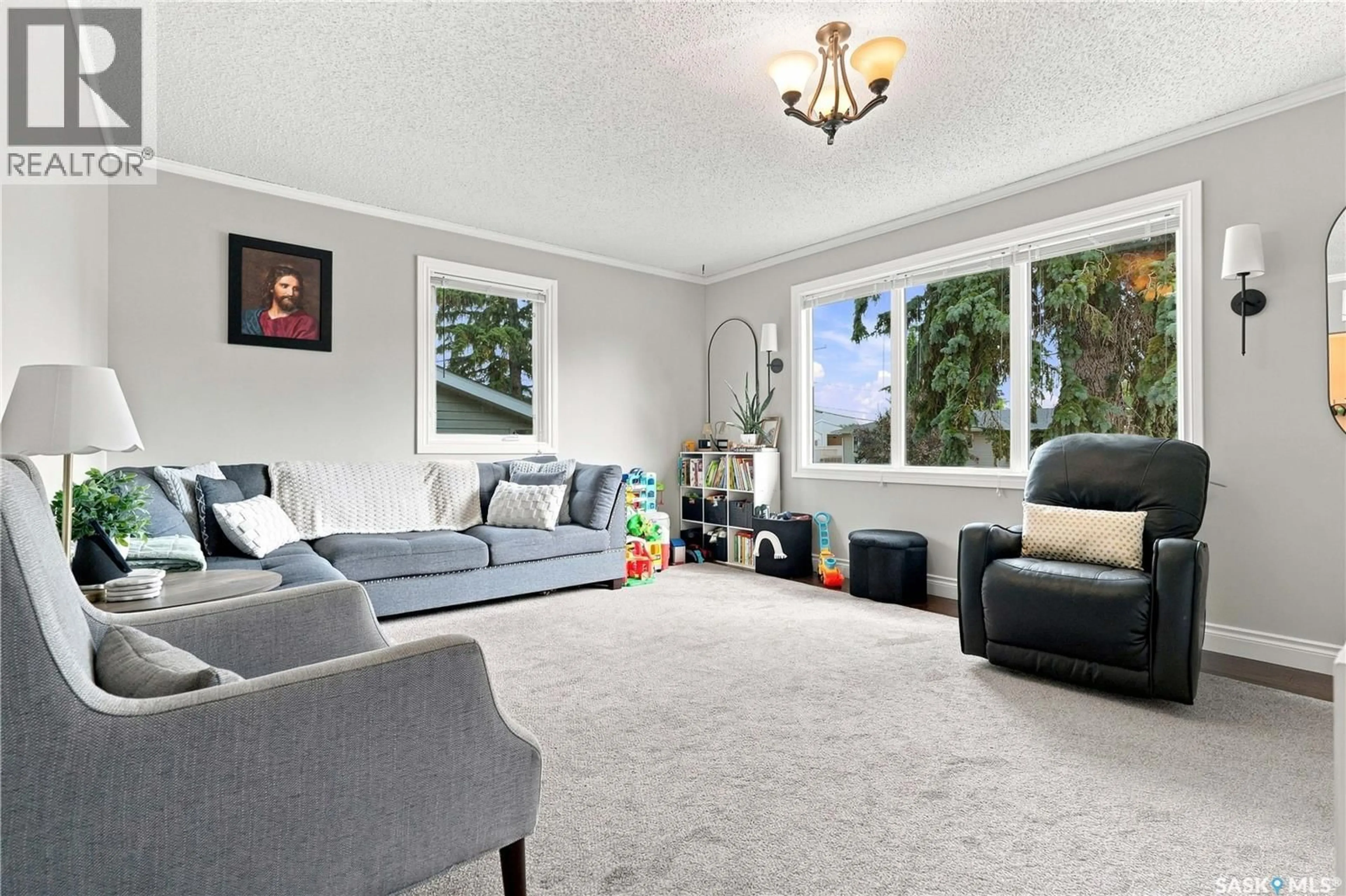 Living room with furniture, carpet floor for 111 3RD STREET, Hague Saskatchewan S0K1X0