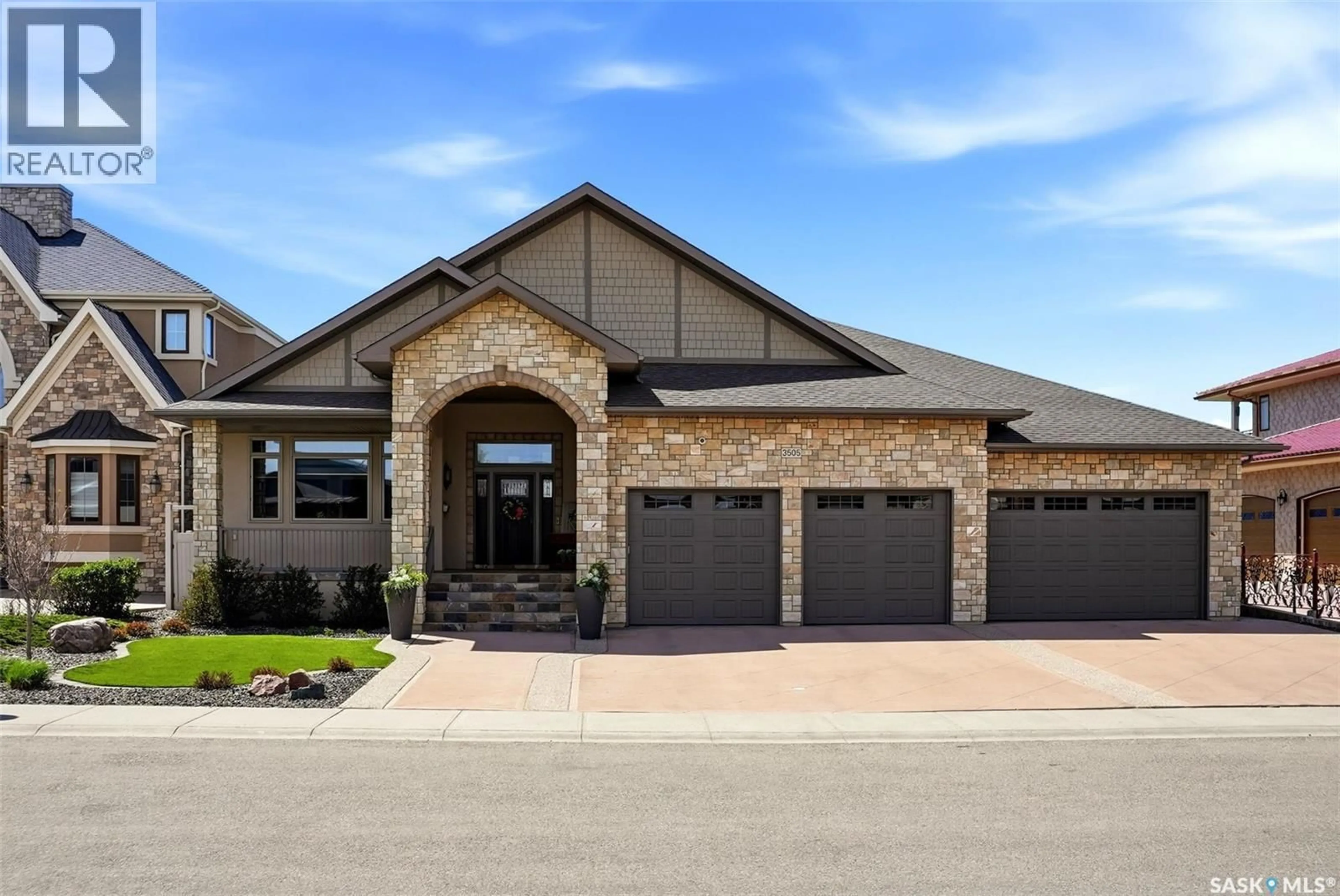 Home with brick exterior material, street for 3505 GREEN BROOK ROAD, Regina Saskatchewan S4V1R5