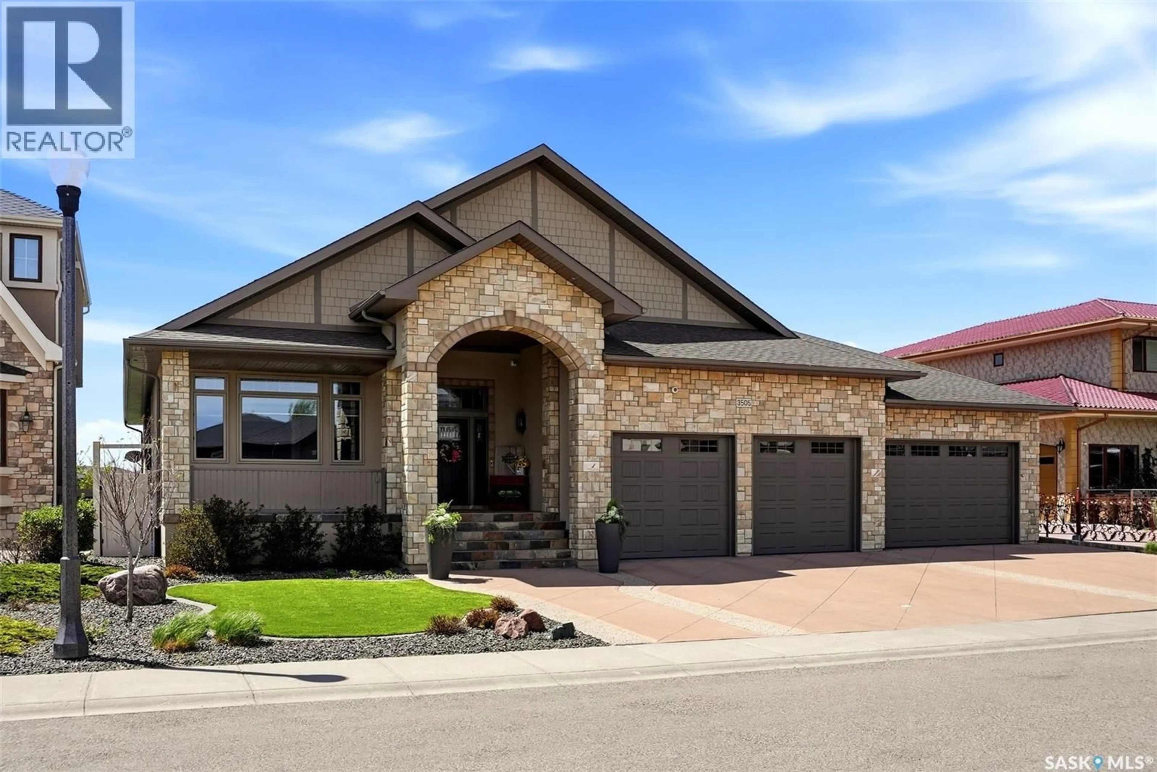 Home with brick exterior material, street for 3505 GREEN BROOK ROAD, Regina Saskatchewan S4V1R5