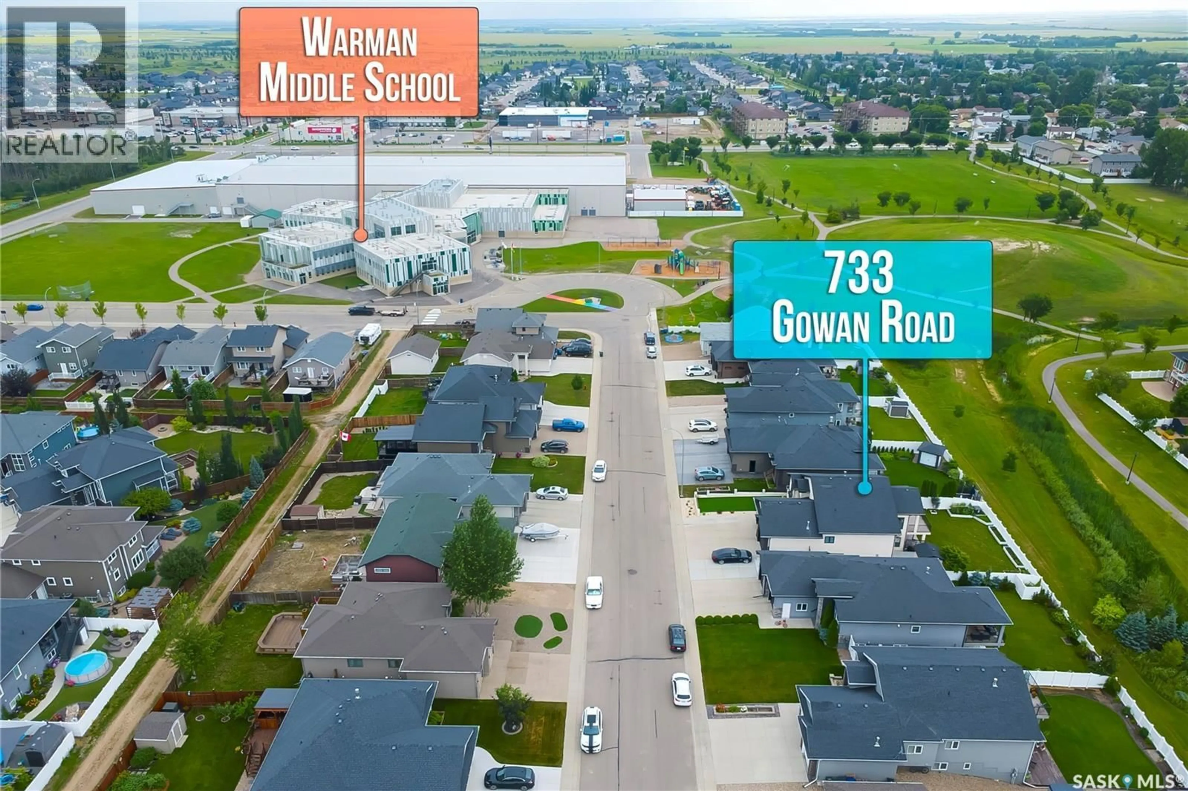 A pic from outside/outdoor area/front of a property/back of a property/a pic from drone, street for 733 GOWAN ROAD, Warman Saskatchewan S0K4S2