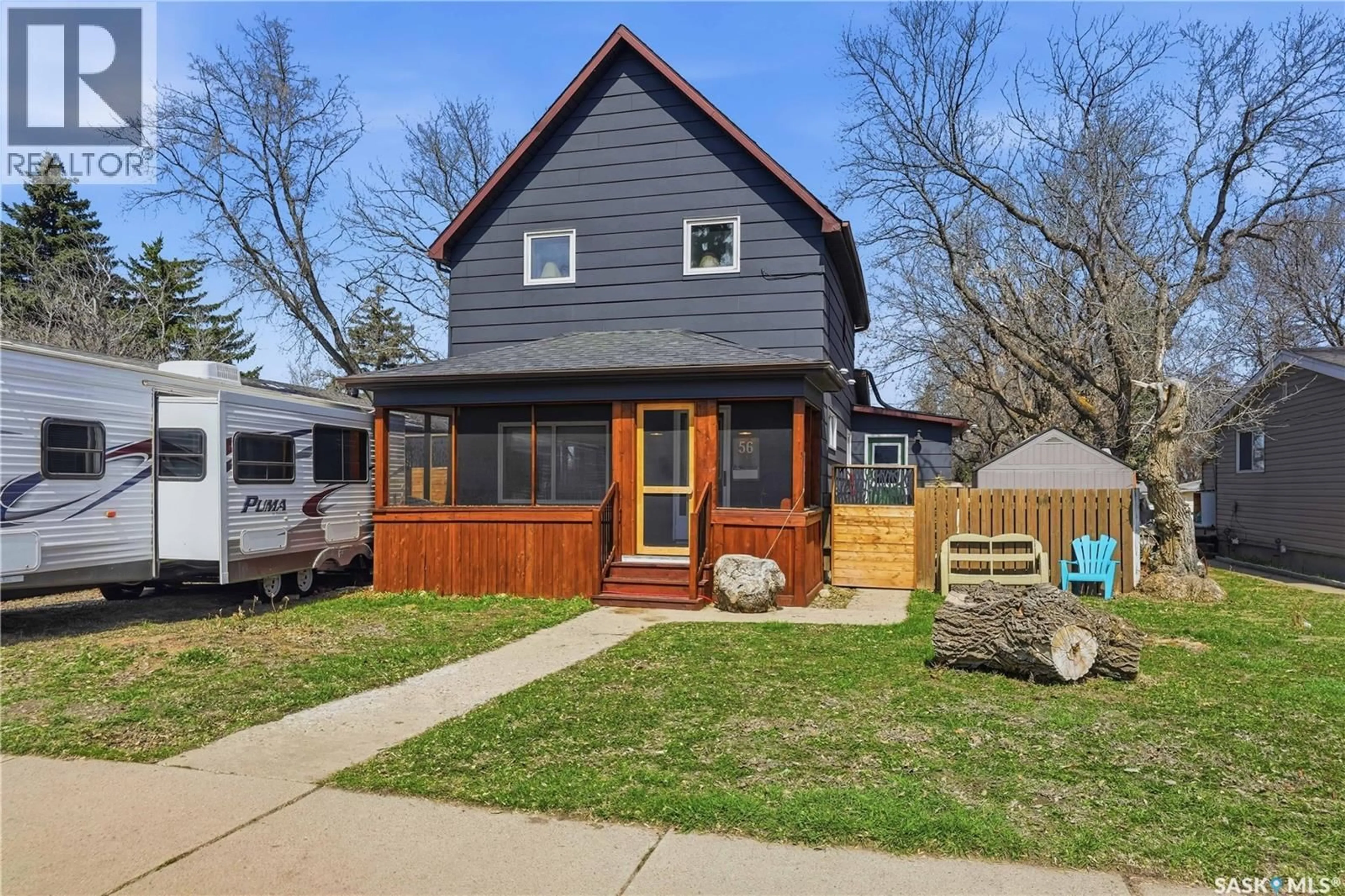 Home with vinyl exterior material, street for 56 IROQUOIS STREET, Moose Jaw Saskatchewan S6H5A5