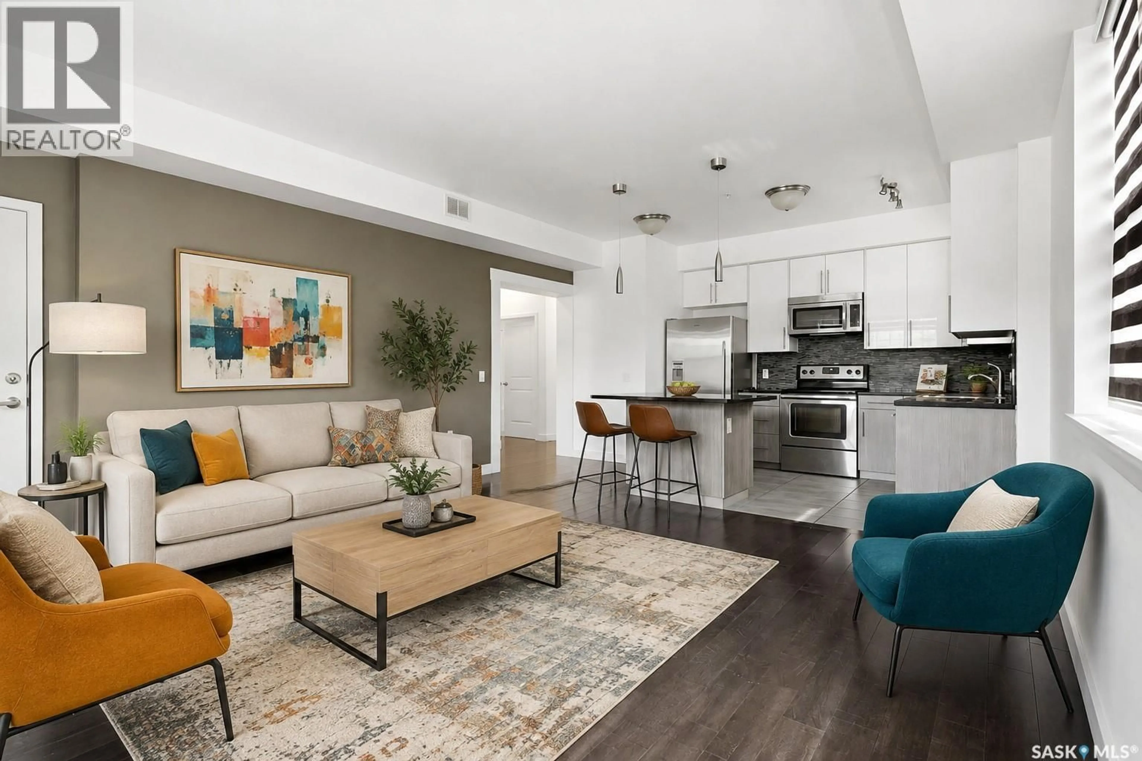 Living room with furniture, unknown for 208 - 2255 ANGUS STREET, Regina Saskatchewan S4T2A3