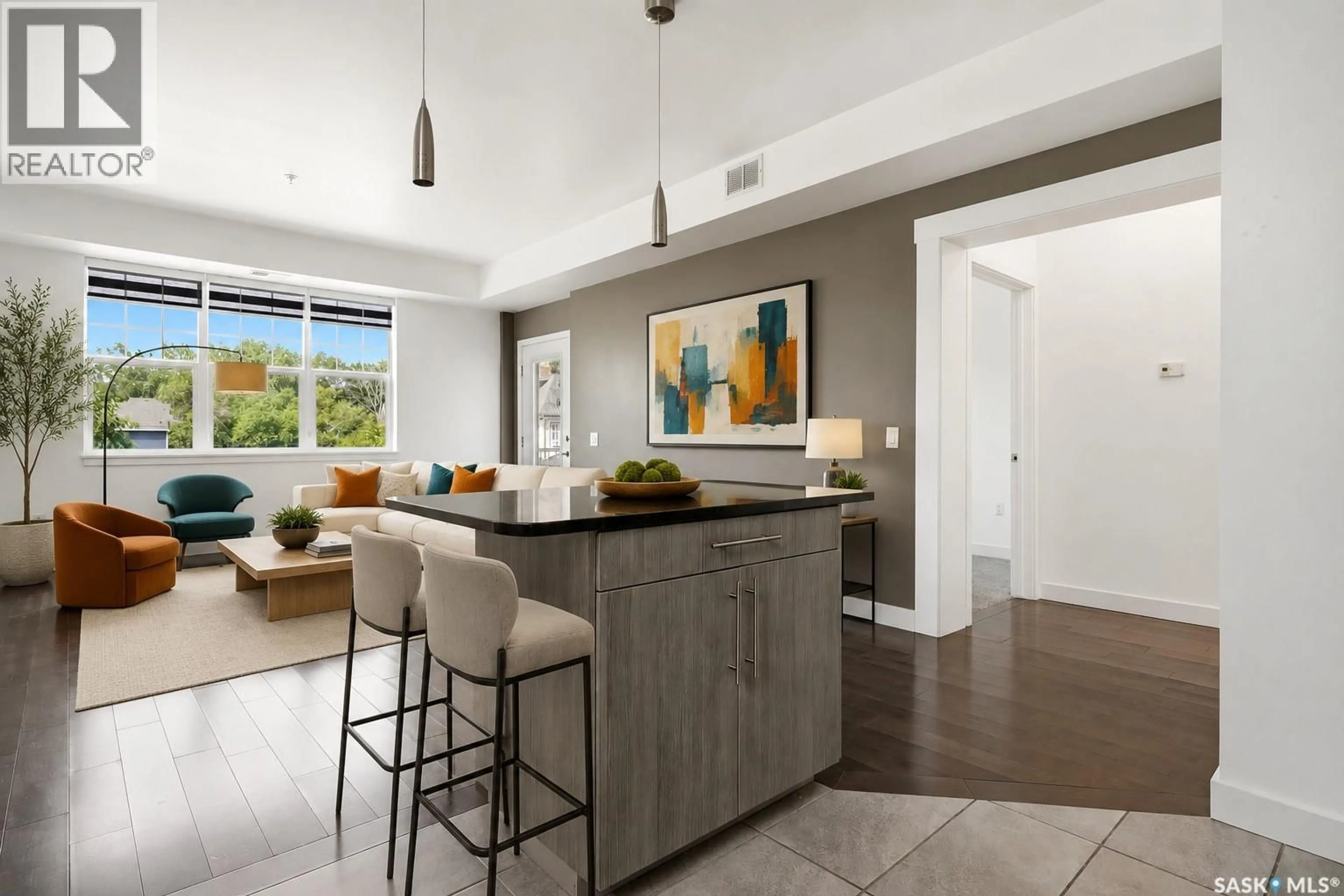 Open concept kitchen, ceramic/tile floor for 208 - 2255 ANGUS STREET, Regina Saskatchewan S4T2A3