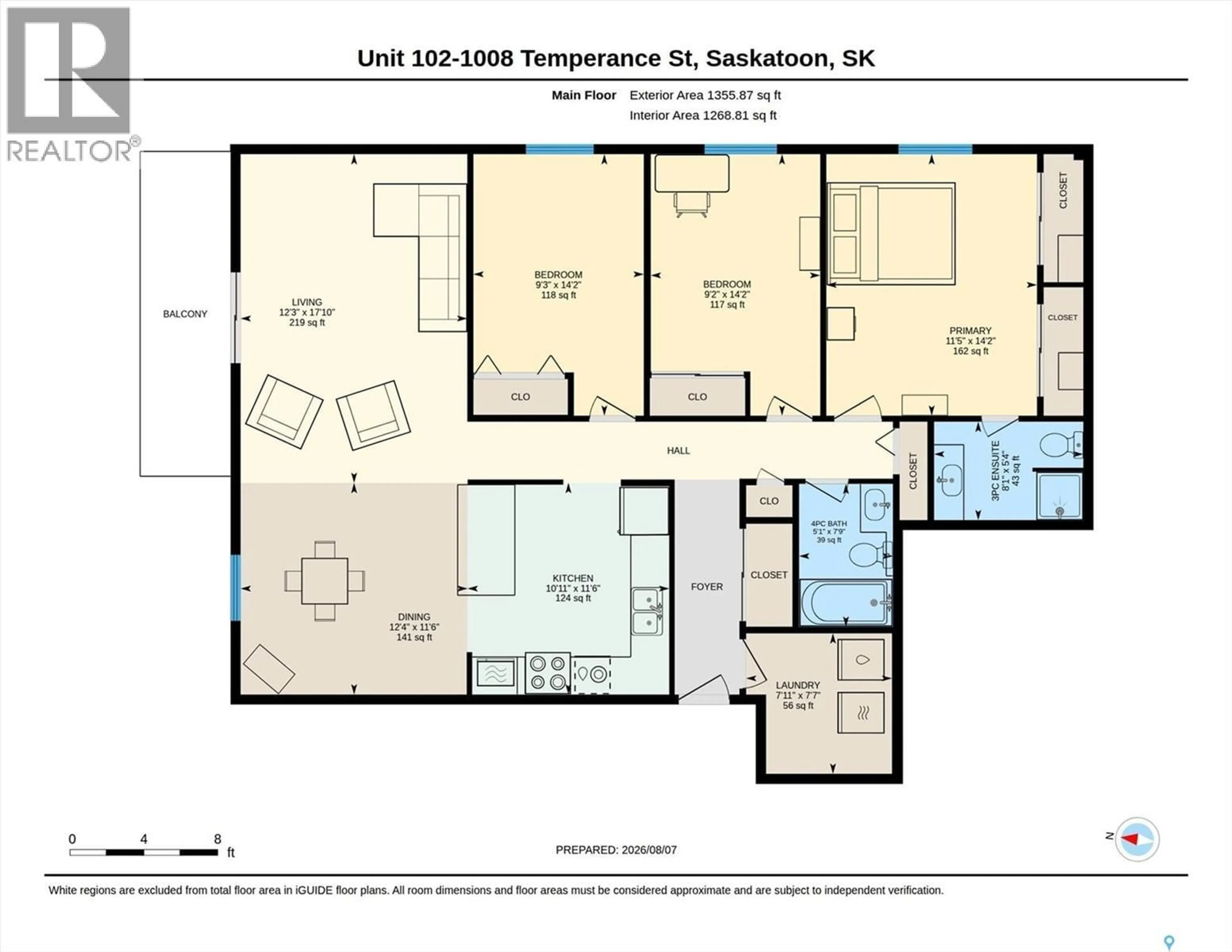 Floor plan for 102 - 1008 TEMPERANCE STREET, Saskatoon Saskatchewan S7N0N6