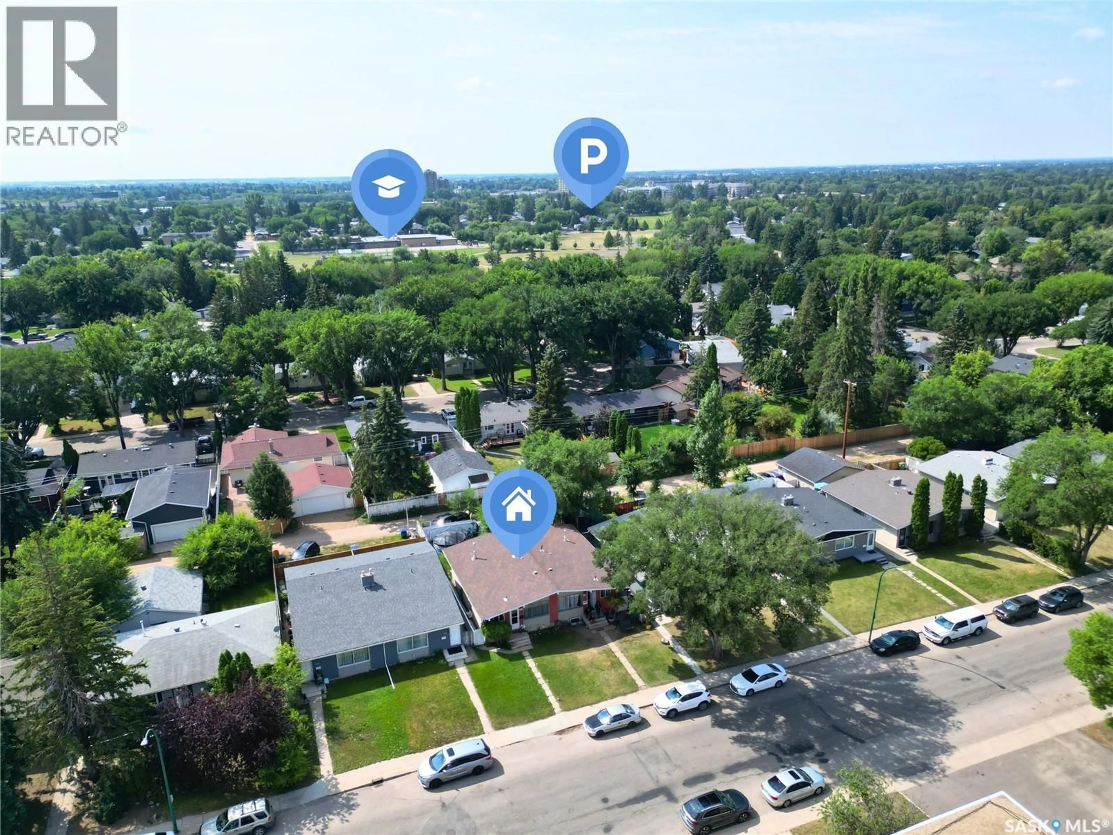 A pic from outside/outdoor area/front of a property/back of a property/a pic from drone, street for A&B - 2818 7TH STREET, Saskatoon Saskatchewan S7H1A9