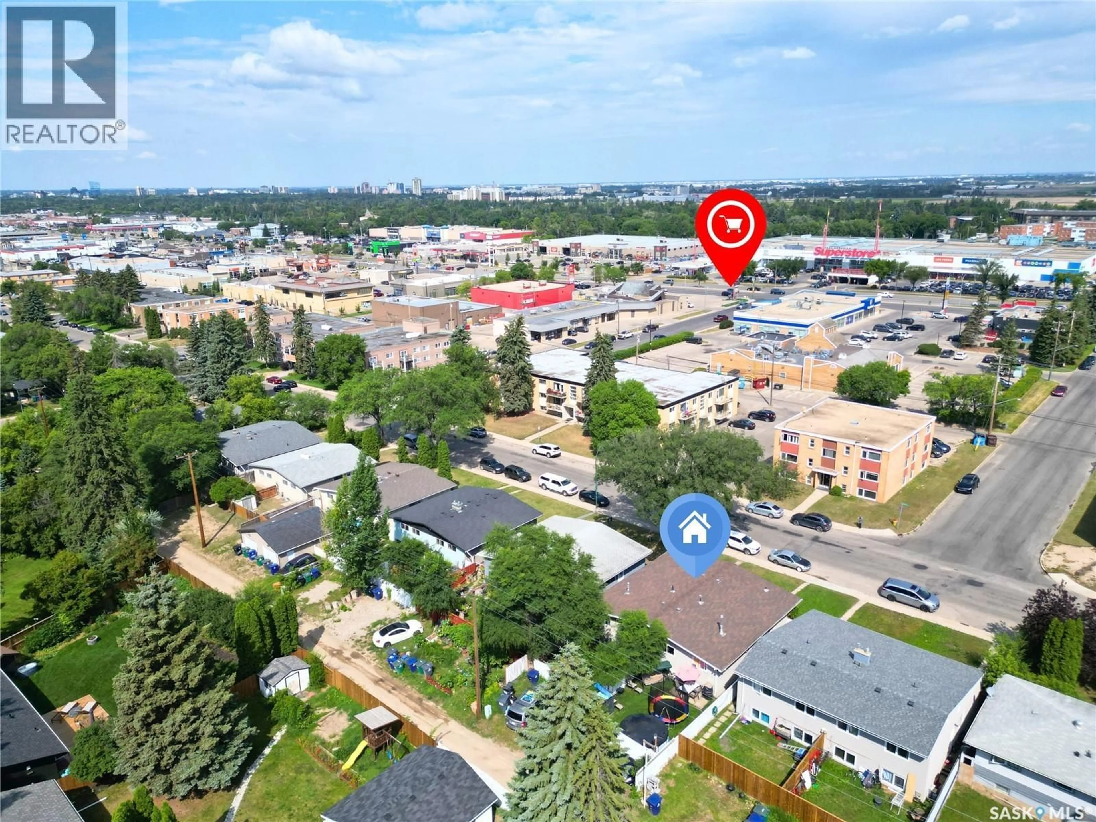 A pic from outside/outdoor area/front of a property/back of a property/a pic from drone, street for A&B - 2818 7TH STREET, Saskatoon Saskatchewan S7H1A9