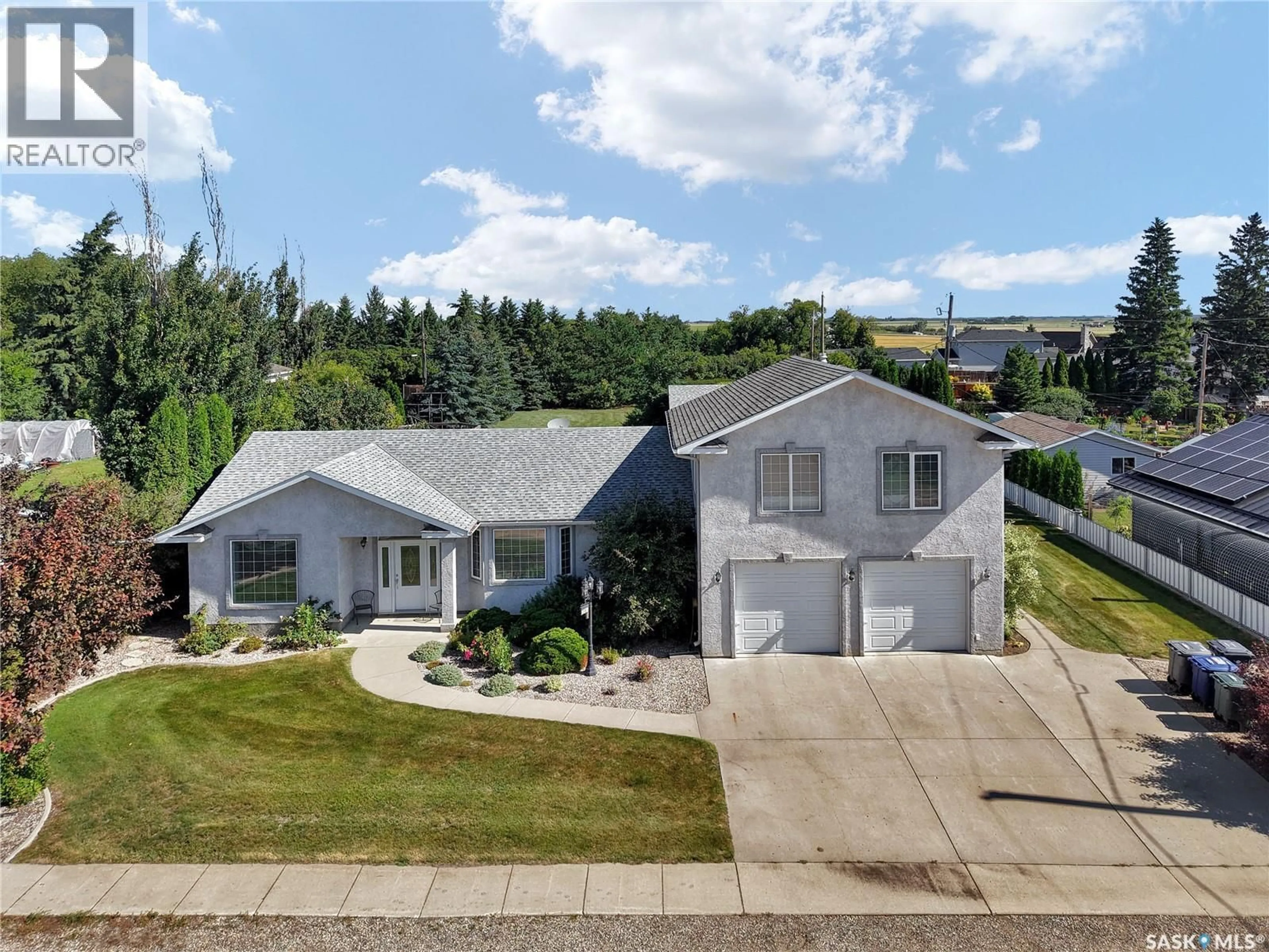 A pic from outside/outdoor area/front of a property/back of a property/a pic from drone, street for 201 CENTENNIAL ROAD, Hague Saskatchewan S0K1X0