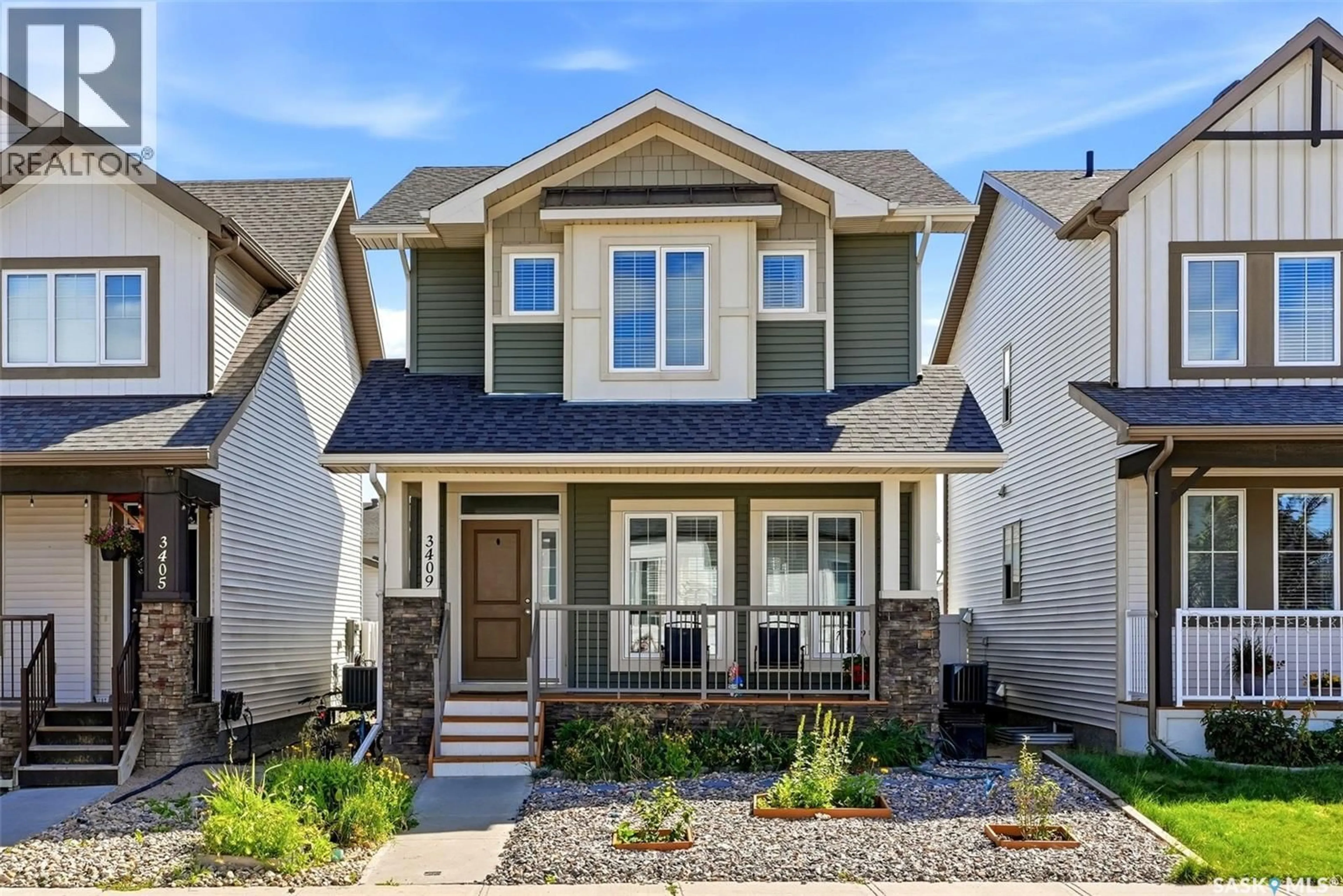 Home with vinyl exterior material, street for 3409 GREEN JADE LANE, Regina Saskatchewan S4V3K7