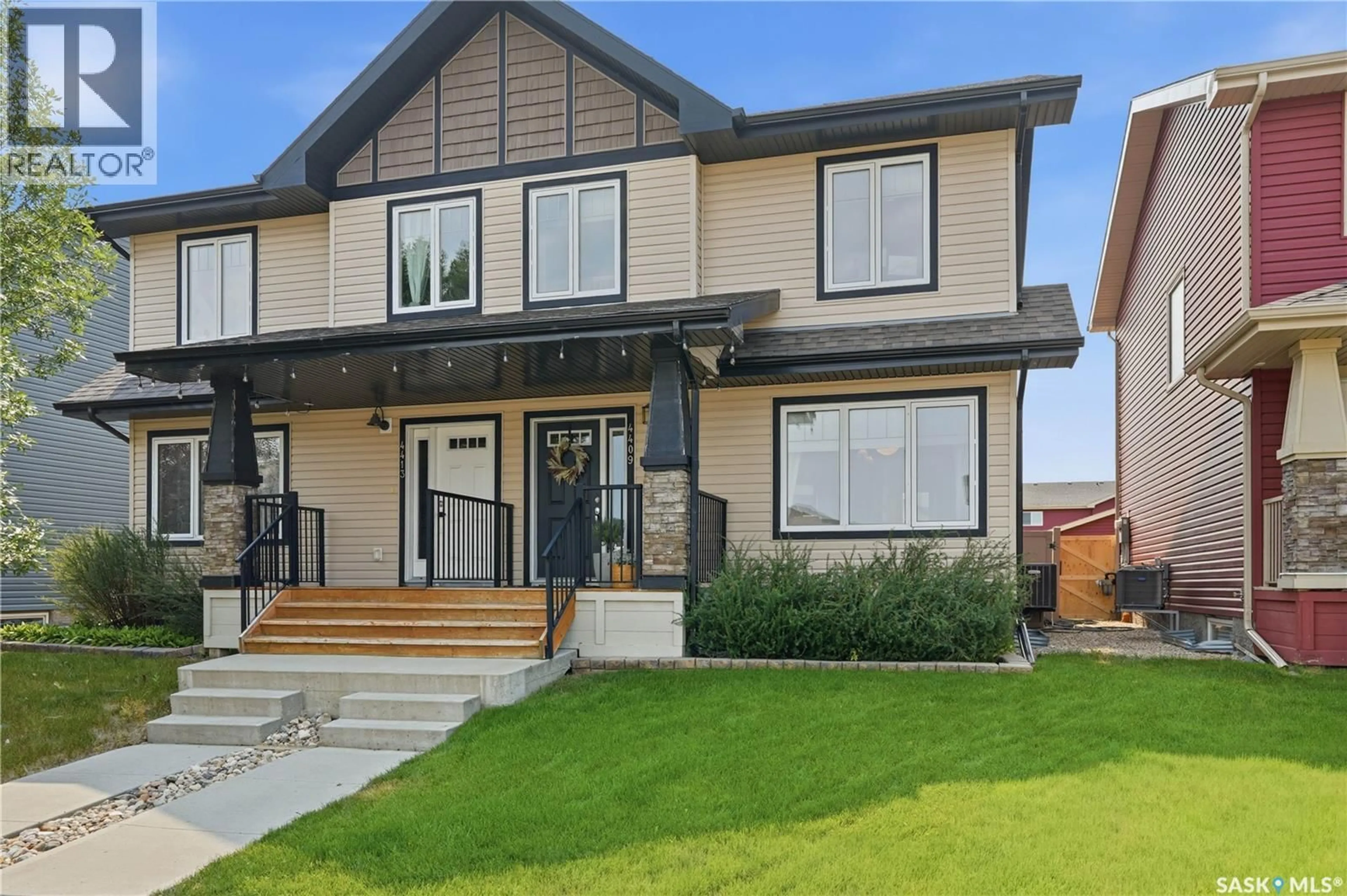 Home with vinyl exterior material, street for E - 4409 GREEN POPLAR LANE, Regina Saskatchewan S4V3H5