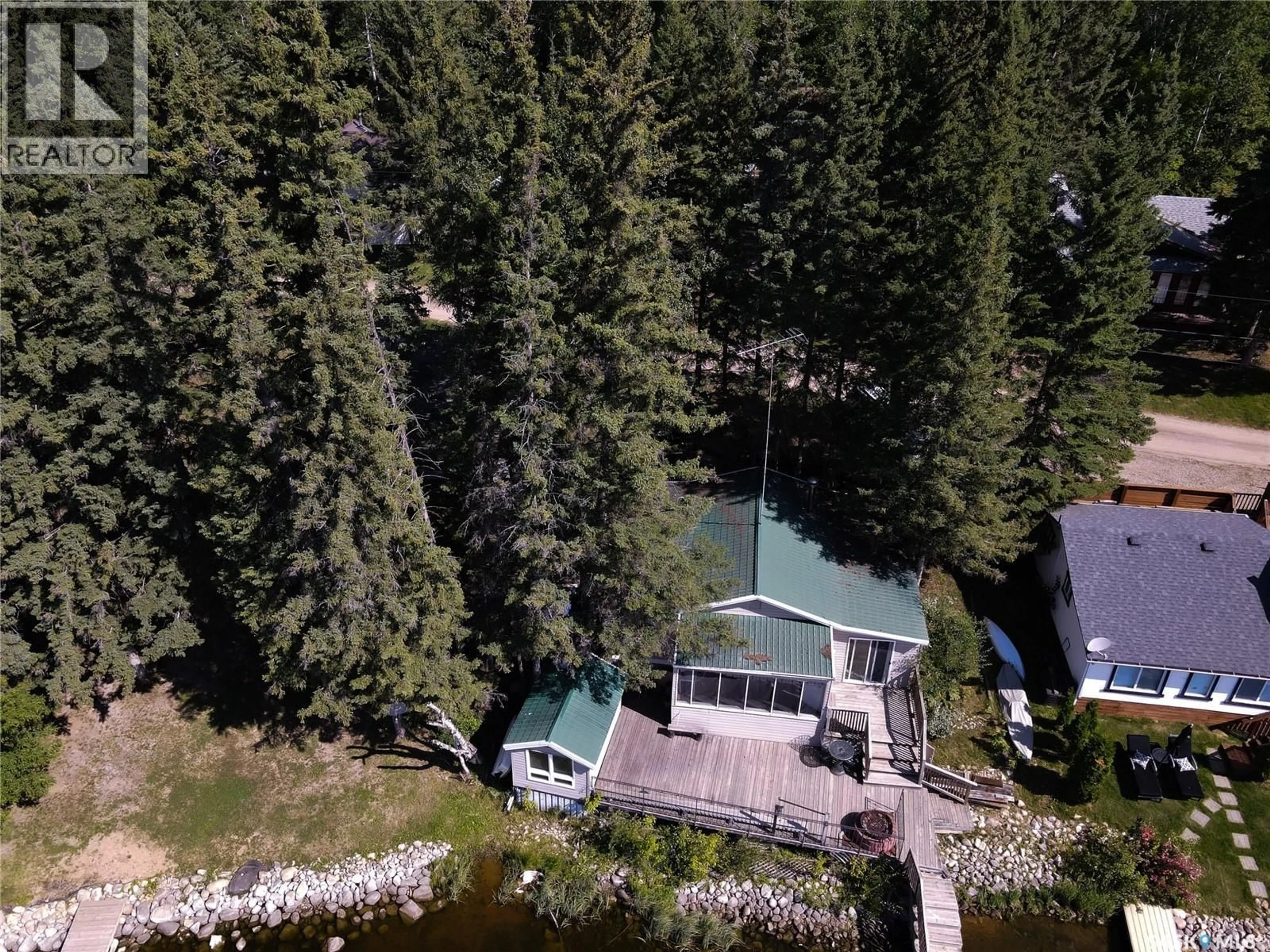 A pic from outside/outdoor area/front of a property/back of a property/a pic from drone, forest/trees view for STURGEON LAKEFRONT CABIN, Sturgeon Lake Saskatchewan S0J2E0