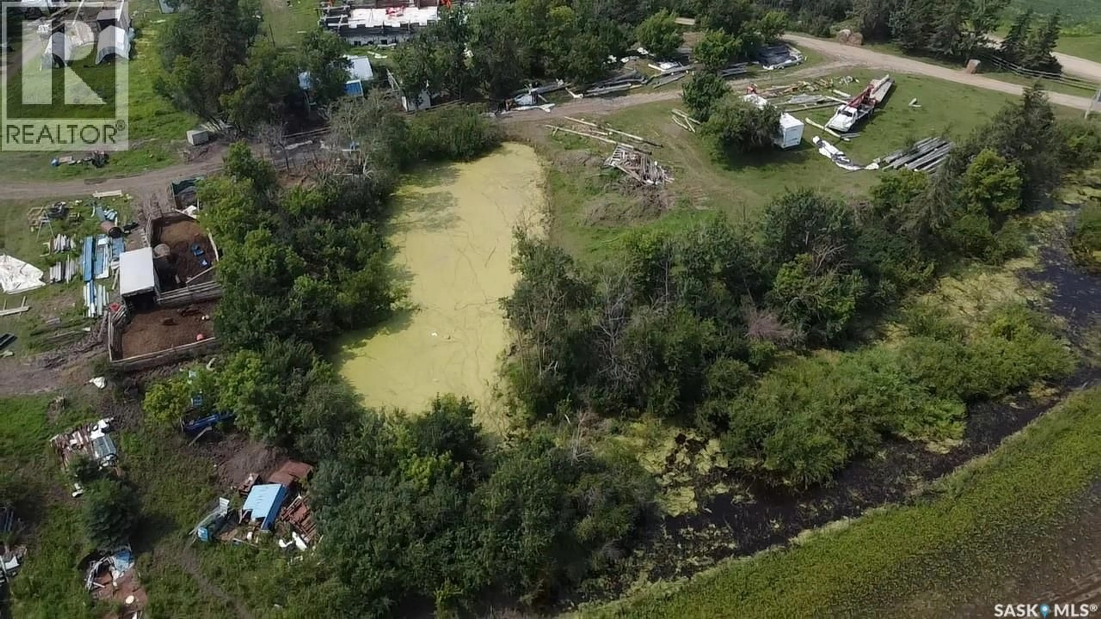 A pic from outside/outdoor area/front of a property/back of a property/a pic from drone, water/lake/river/ocean view for POTT ACREAGE, Connaught Rm No. 457 Saskatchewan S0E1T0
