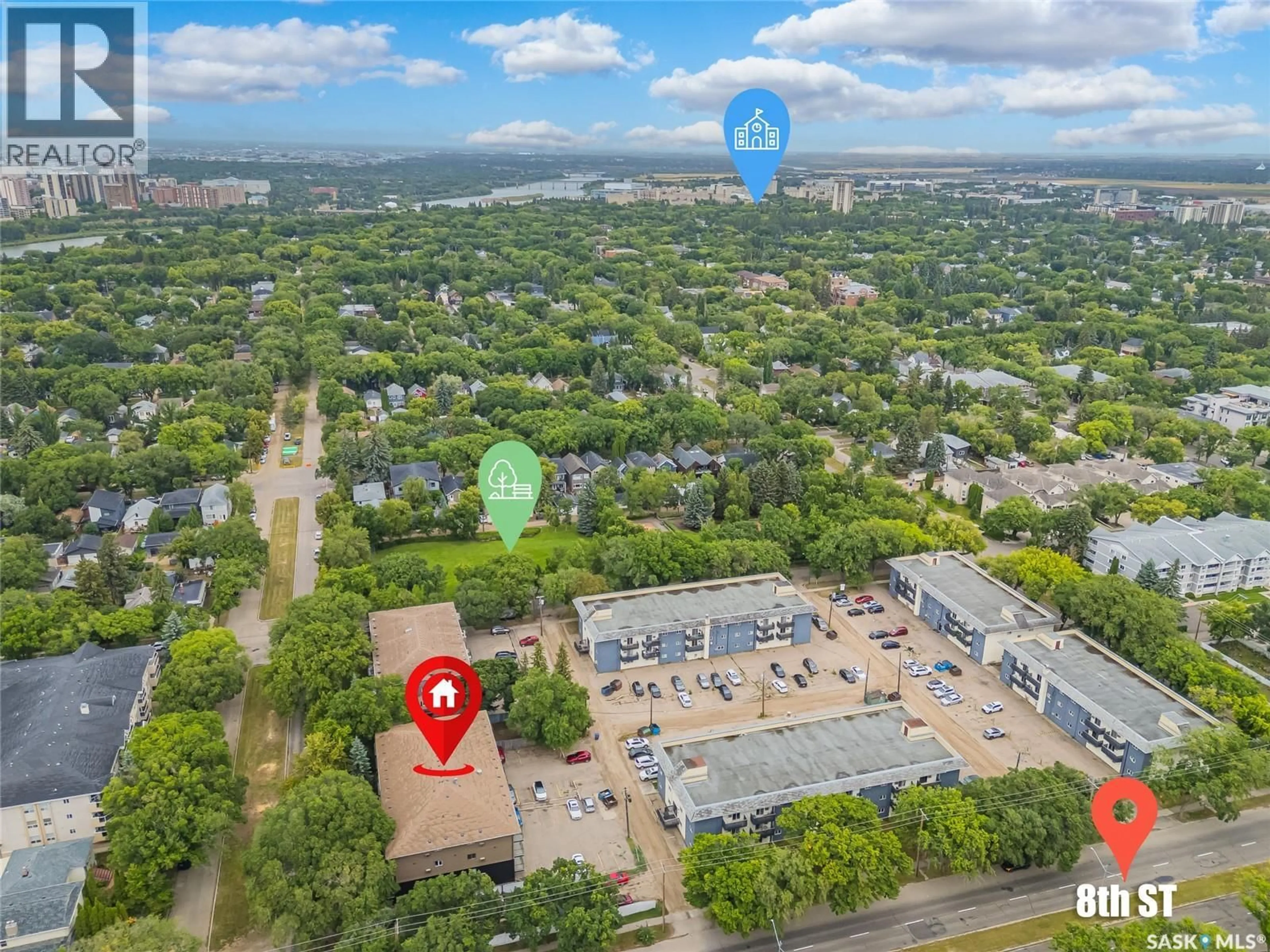 A pic from outside/outdoor area/front of a property/back of a property/a pic from drone, unknown for 306 - 1013 LANSDOWNE AVENUE, Saskatoon Saskatchewan S7H2C2