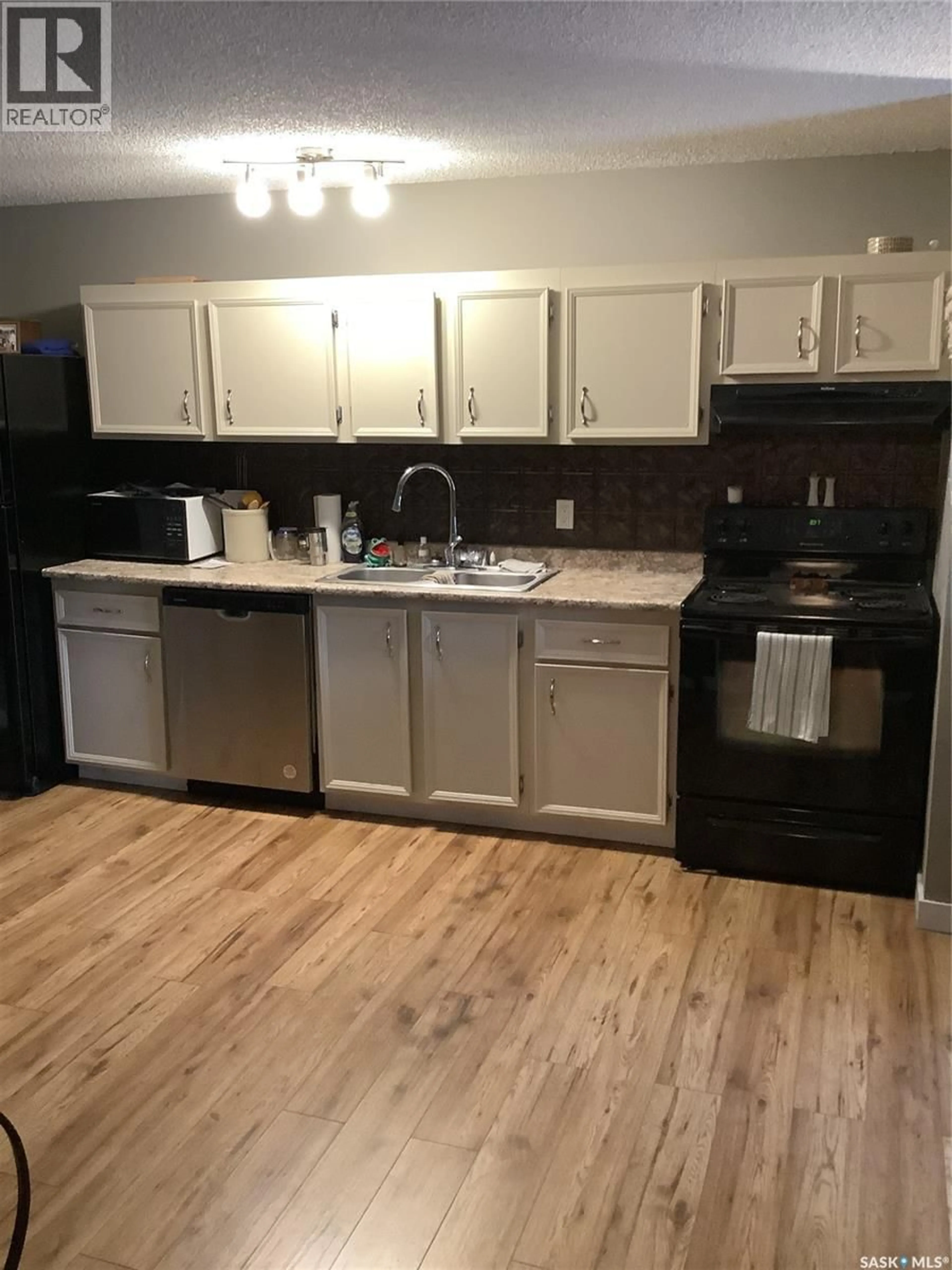 Standard kitchen, wood/laminate floor for 204 - 610 HILLIARD STREET, Saskatoon Saskatchewan S7M5L5