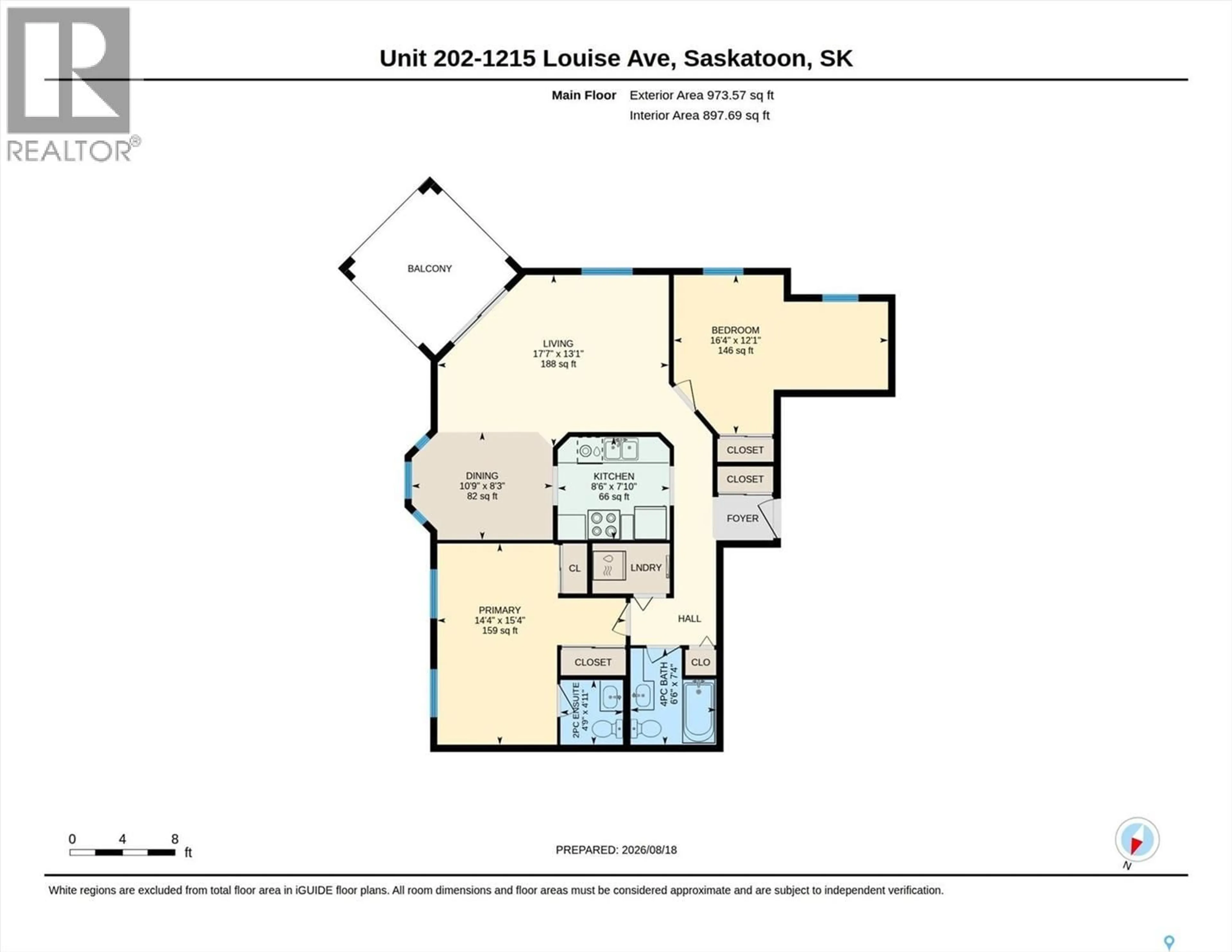 Floor plan for 202 1215 LOUISE AVENUE, Saskatoon Saskatchewan S7H2P8
