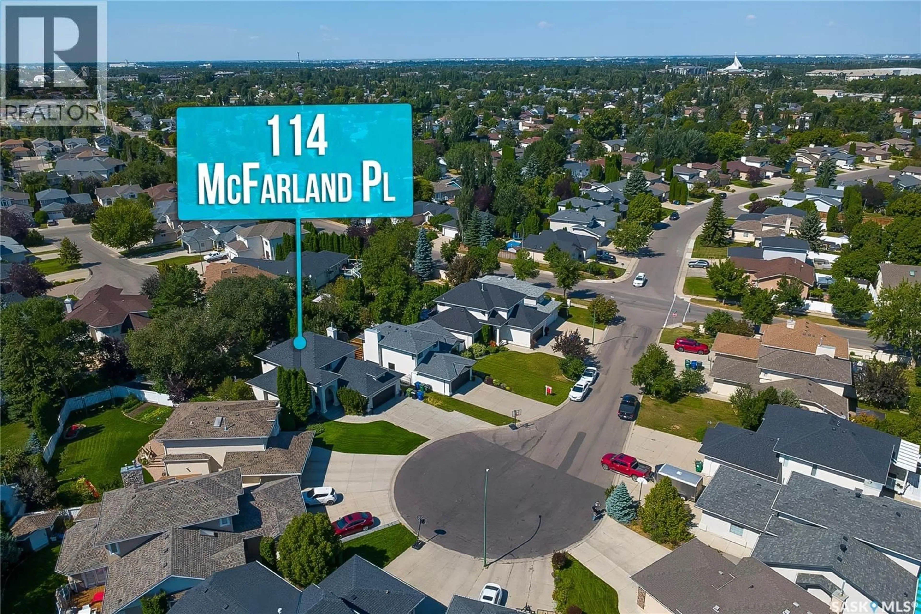 A pic from outside/outdoor area/front of a property/back of a property/a pic from drone, street for 114 MCFARLAND PLACE, Saskatoon Saskatchewan S7N4M2