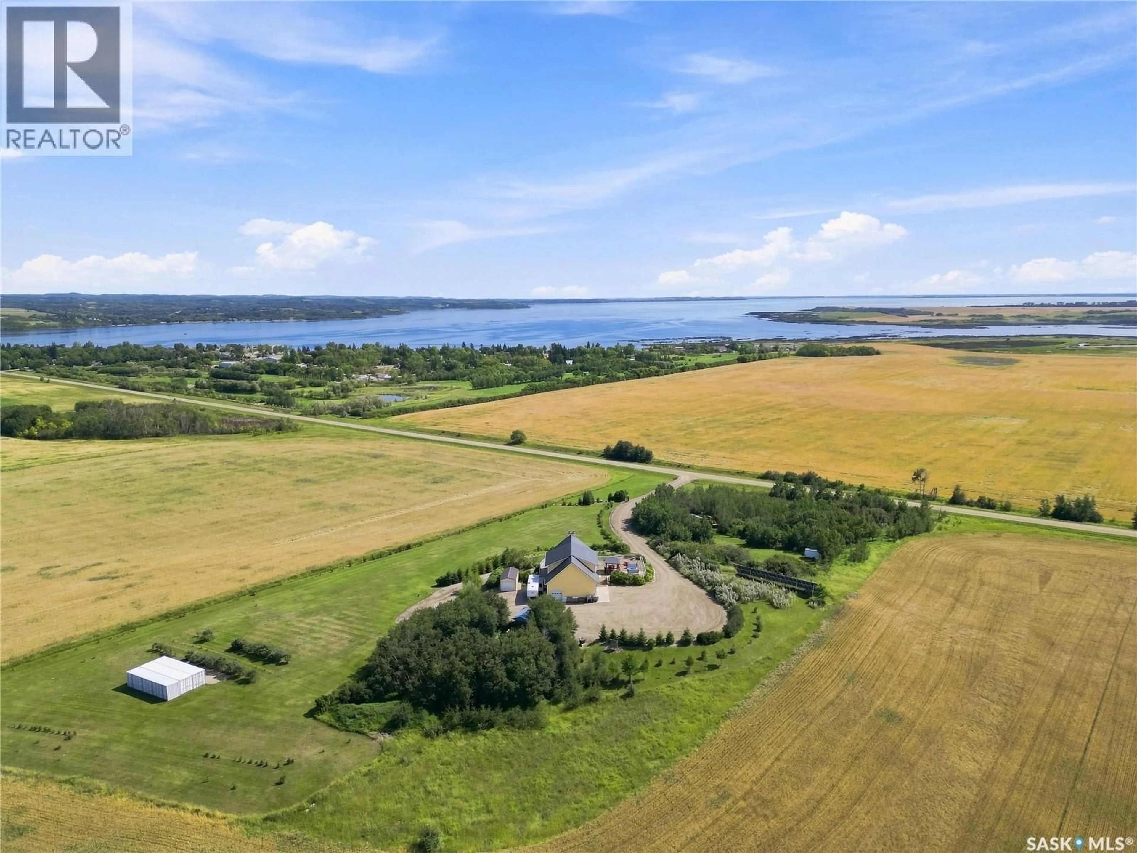 A pic from outside/outdoor area/front of a property/back of a property/a pic from drone, water/lake/river/ocean view for DELAINEY ACREAGE, Meota Rm No.468 Saskatchewan S0M1X0