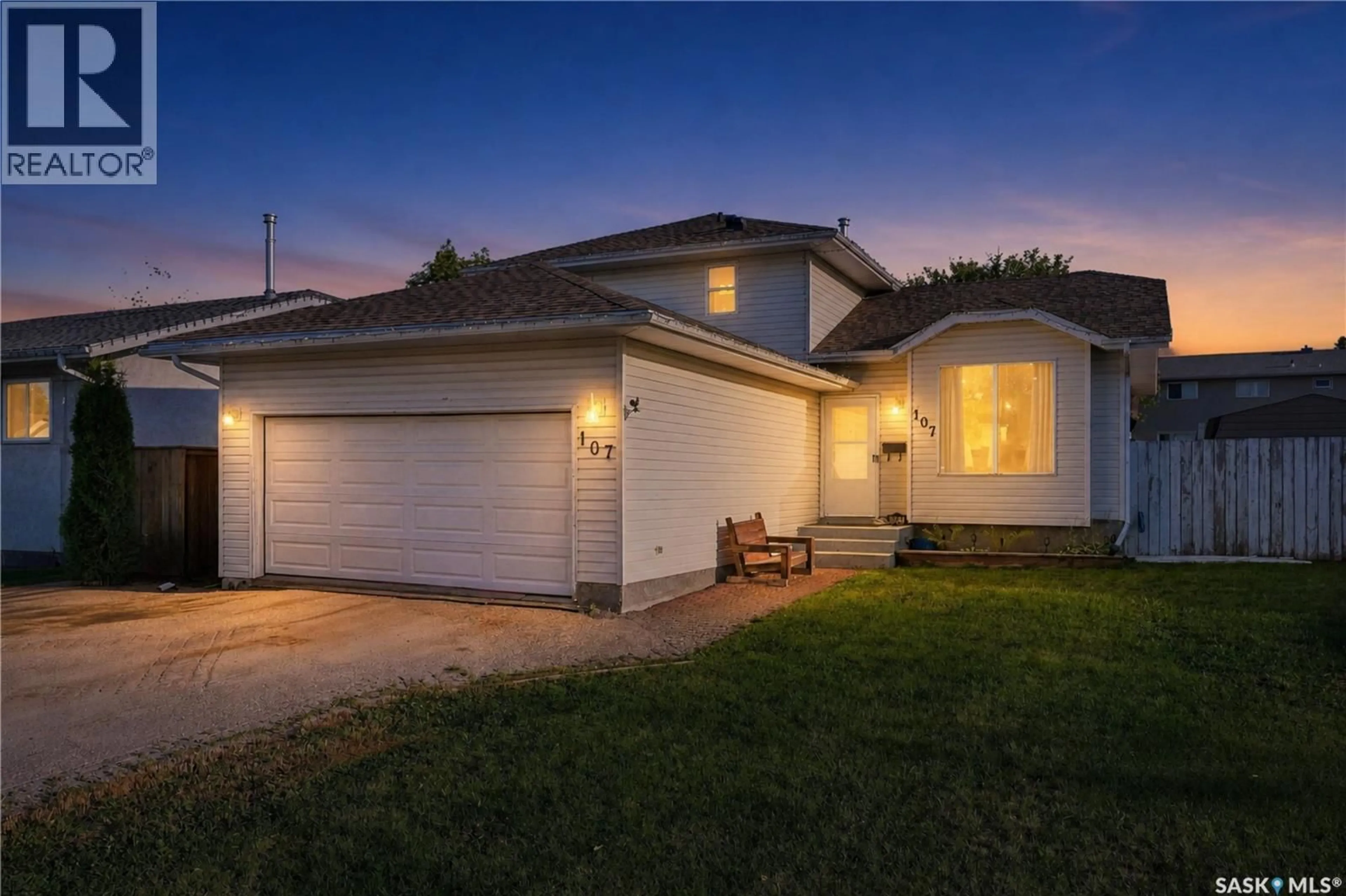 Home with vinyl exterior material, street for 107 HALL CRESCENT, Saskatoon Saskatchewan S7L7G7