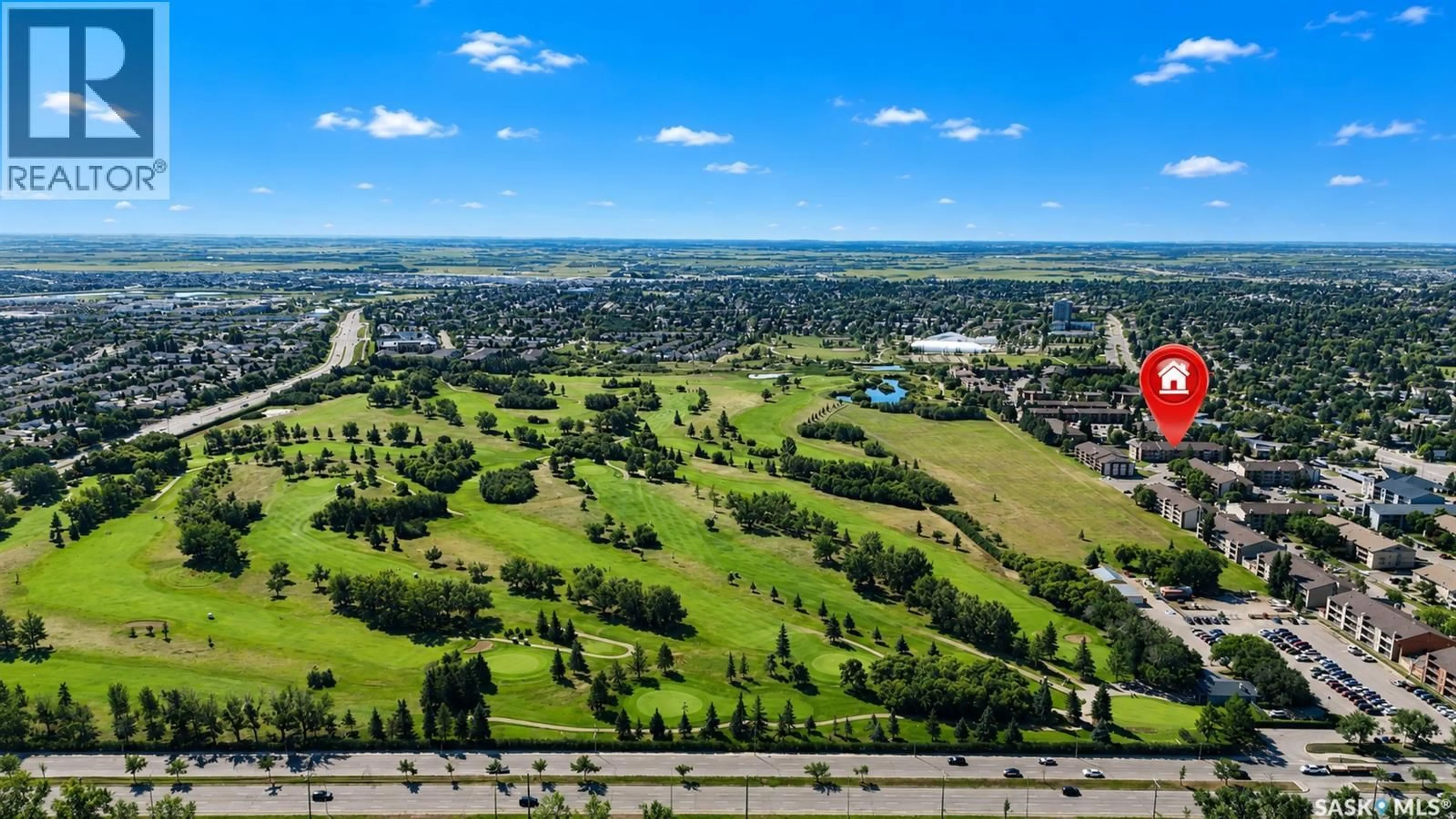 A pic from outside/outdoor area/front of a property/back of a property/a pic from drone, water/lake/river/ocean view for 310 215 TAIT PLACE, Saskatoon Saskatchewan S7H5L5