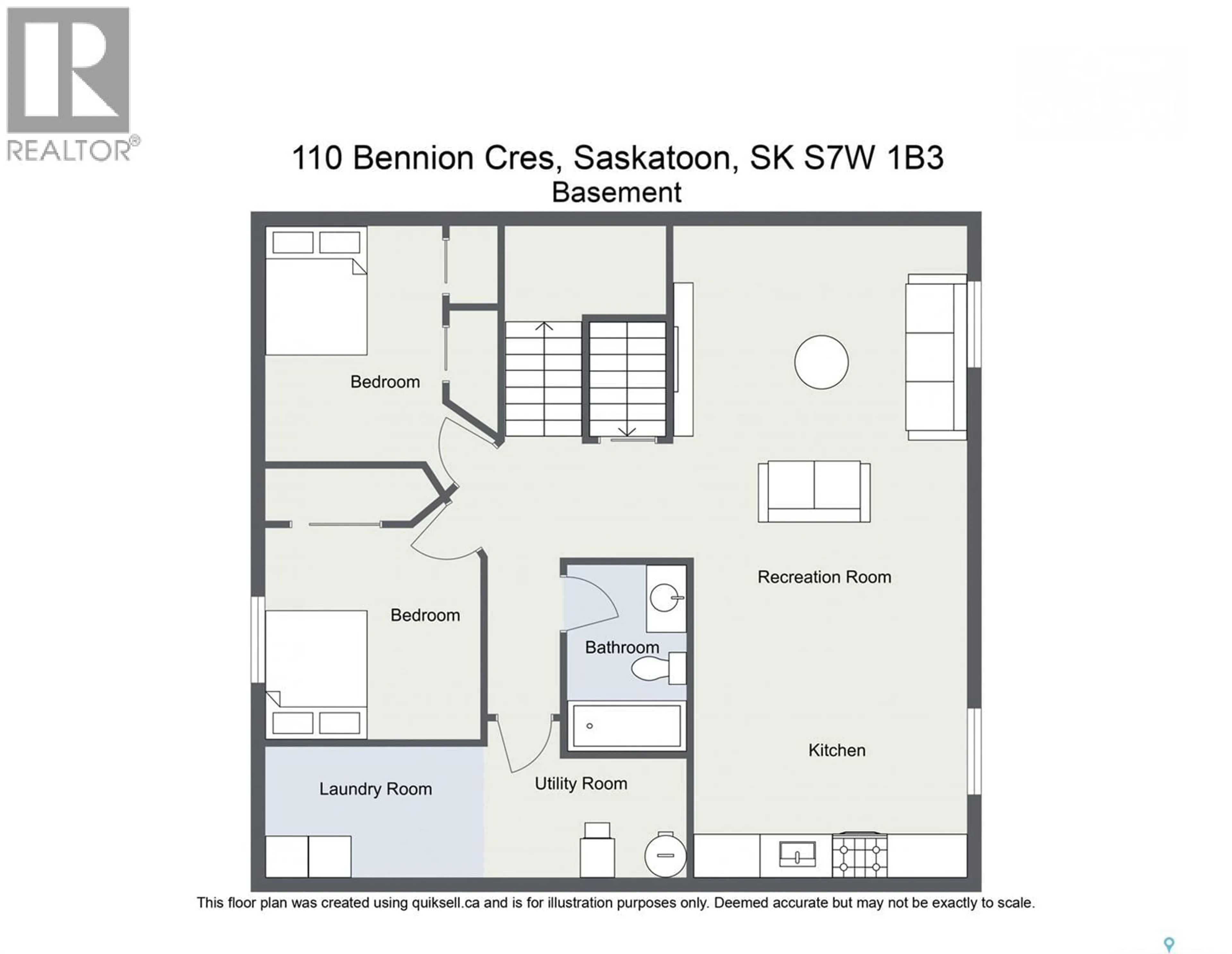 Floor plan for 110 BENNION CRESCENT, Saskatoon Saskatchewan S7W0H1