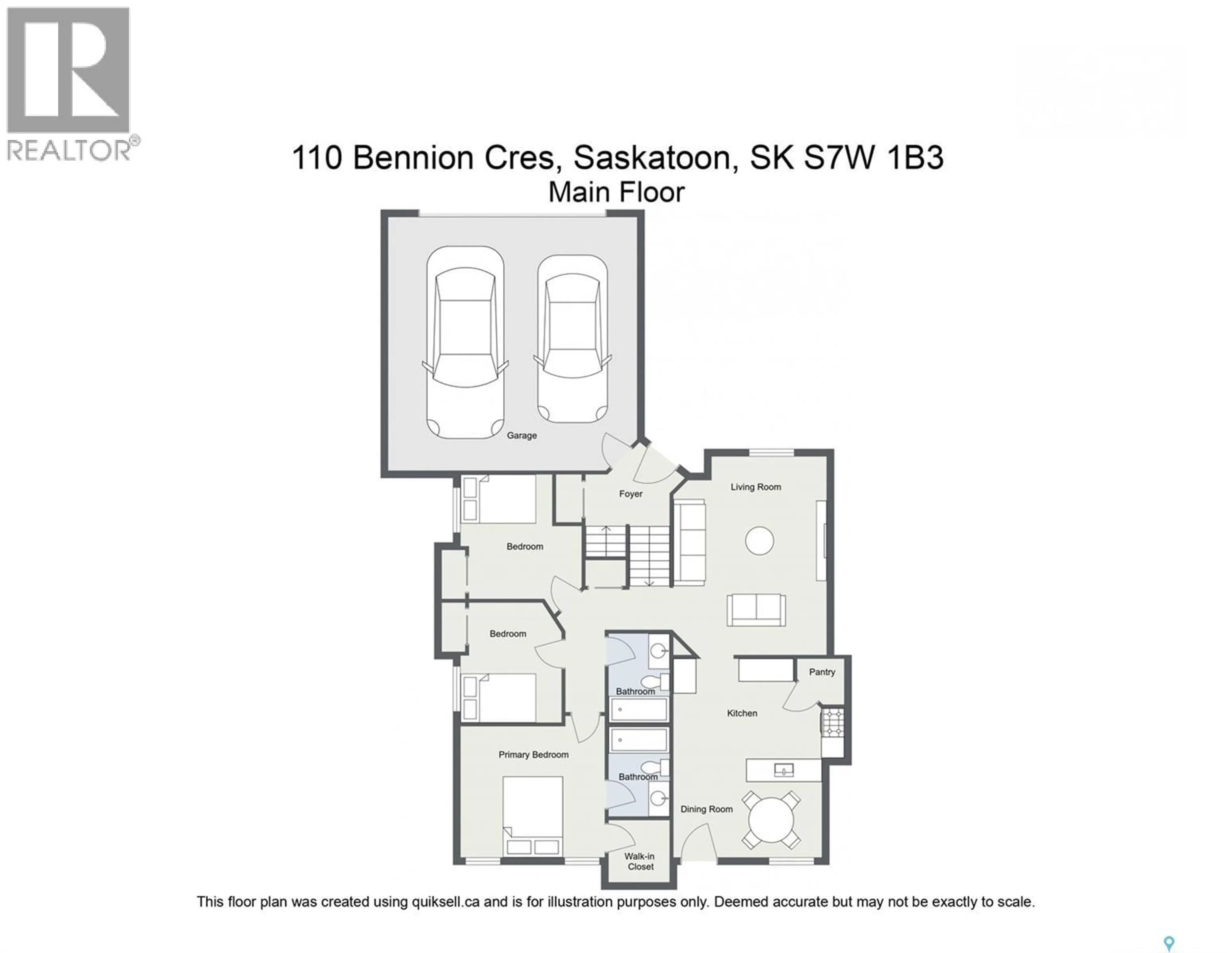 Floor plan for 110 BENNION CRESCENT, Saskatoon Saskatchewan S7W0H1
