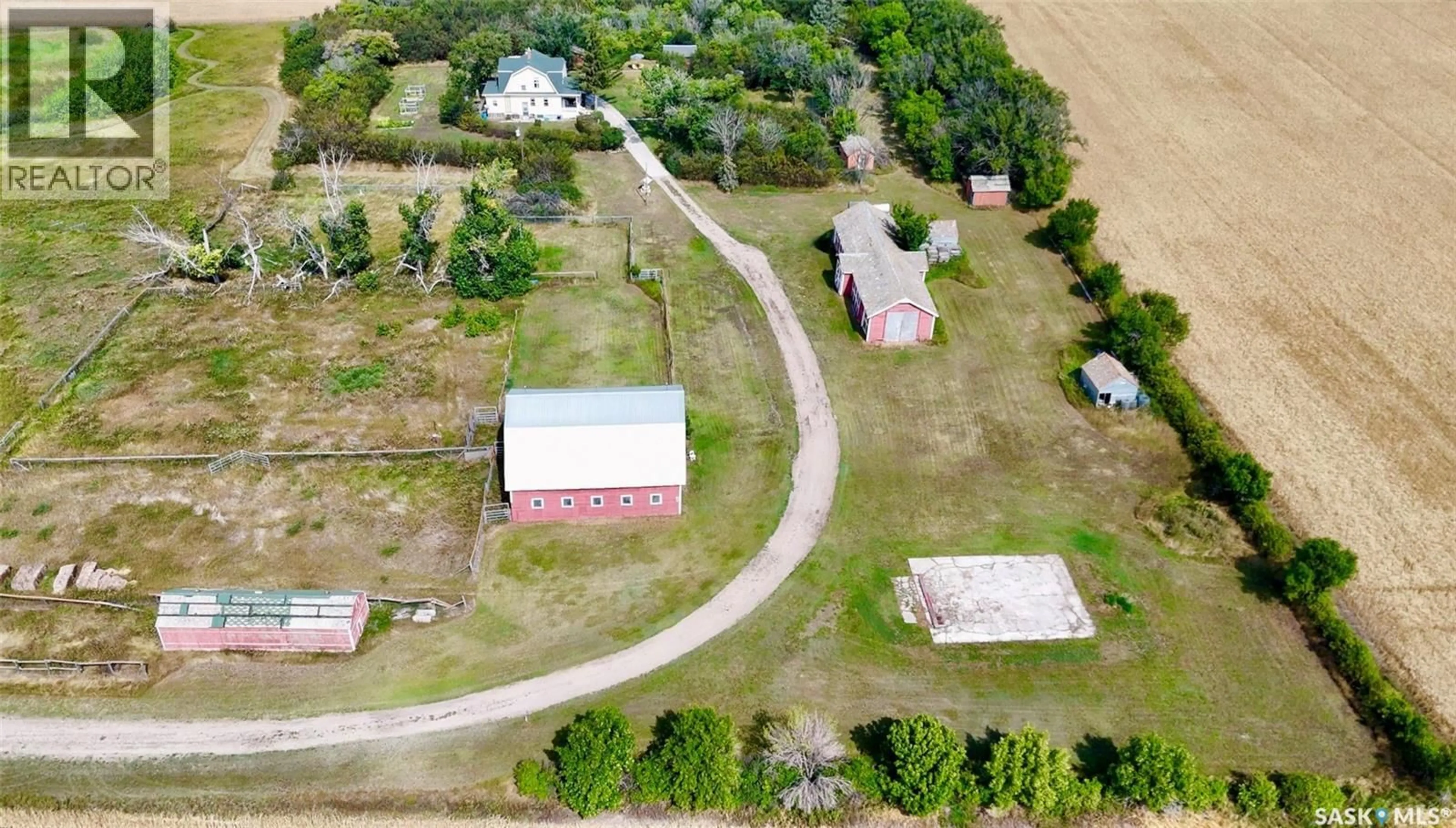 A pic from outside/outdoor area/front of a property/back of a property/a pic from drone, building for WISETON ACREAGE, Milden Rm No. 286 Saskatchewan S0L3M0