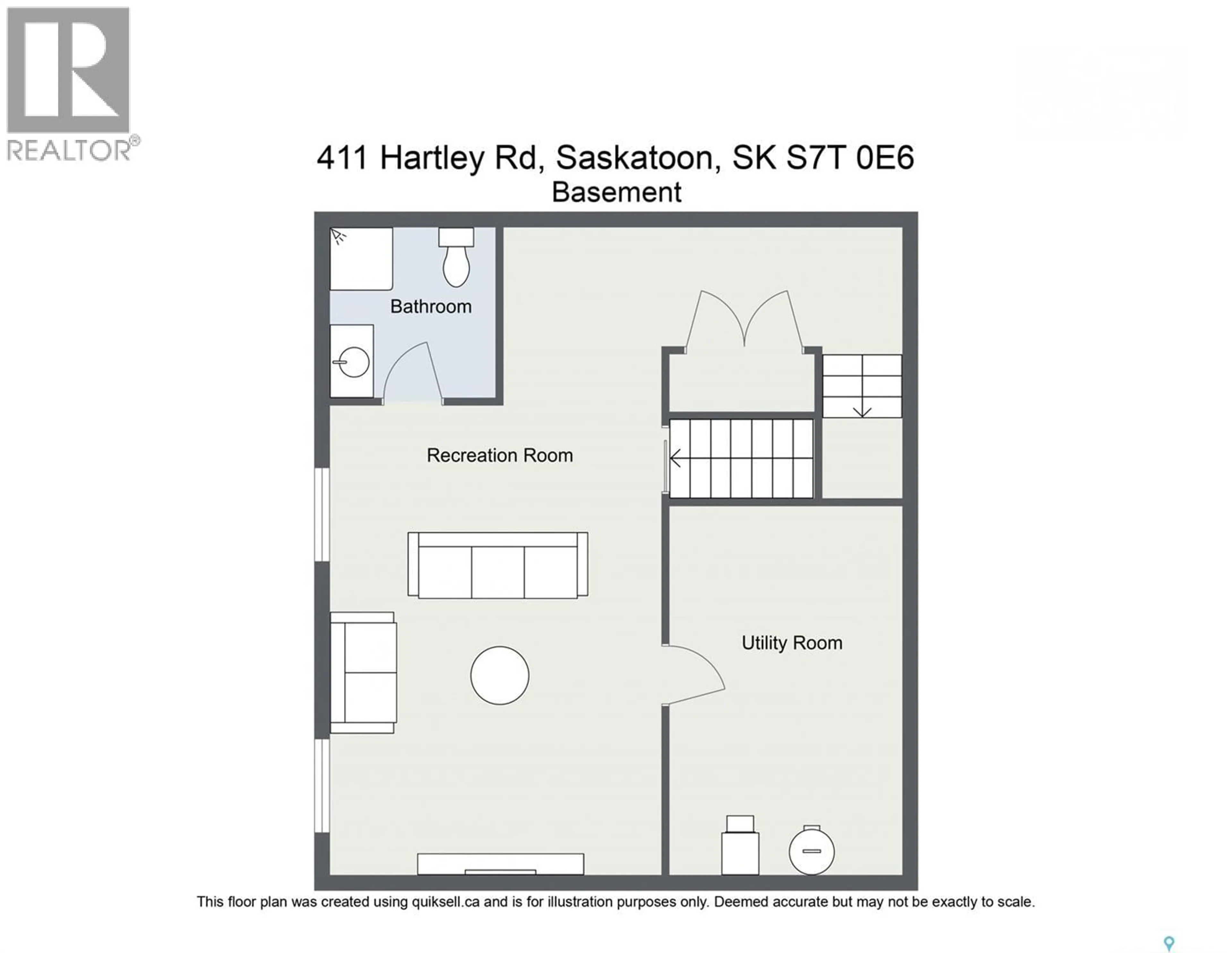 Floor plan for 411 HARTLEY ROAD, Saskatoon Saskatchewan S7T0E7