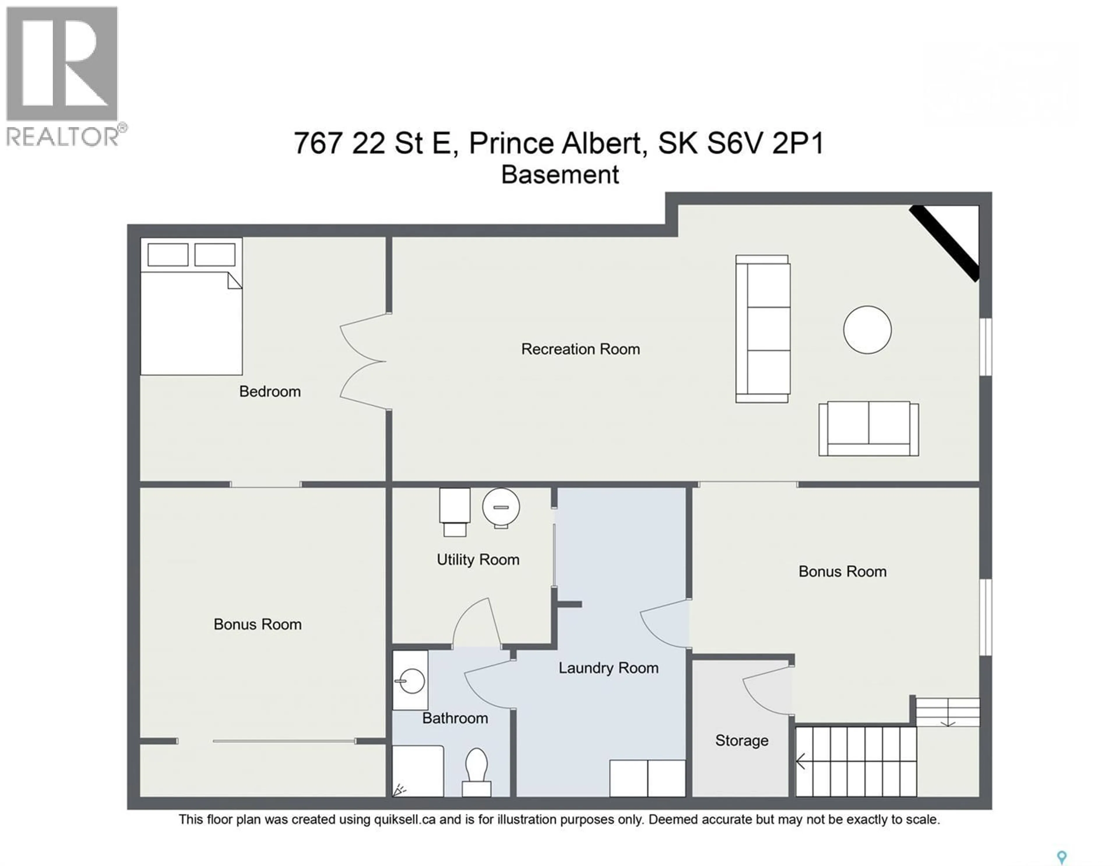 Floor plan for 767 22ND STREET, Prince Albert Saskatchewan S6V1N9