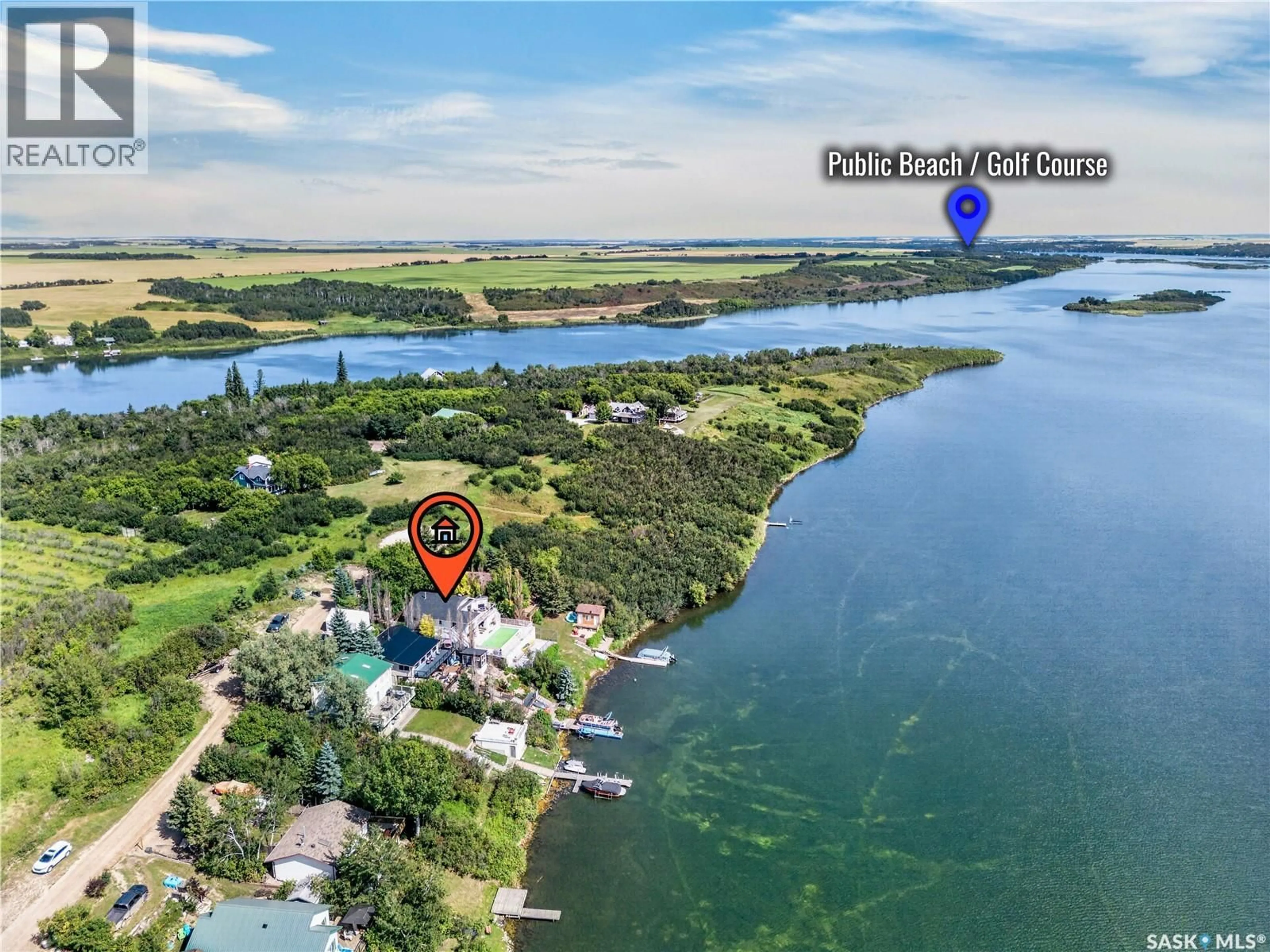 A pic from outside/outdoor area/front of a property/back of a property/a pic from drone, water/lake/river/ocean view for 5702 NELSON BEACH DRIVE, Wakaw Lake Saskatchewan S0K4P0