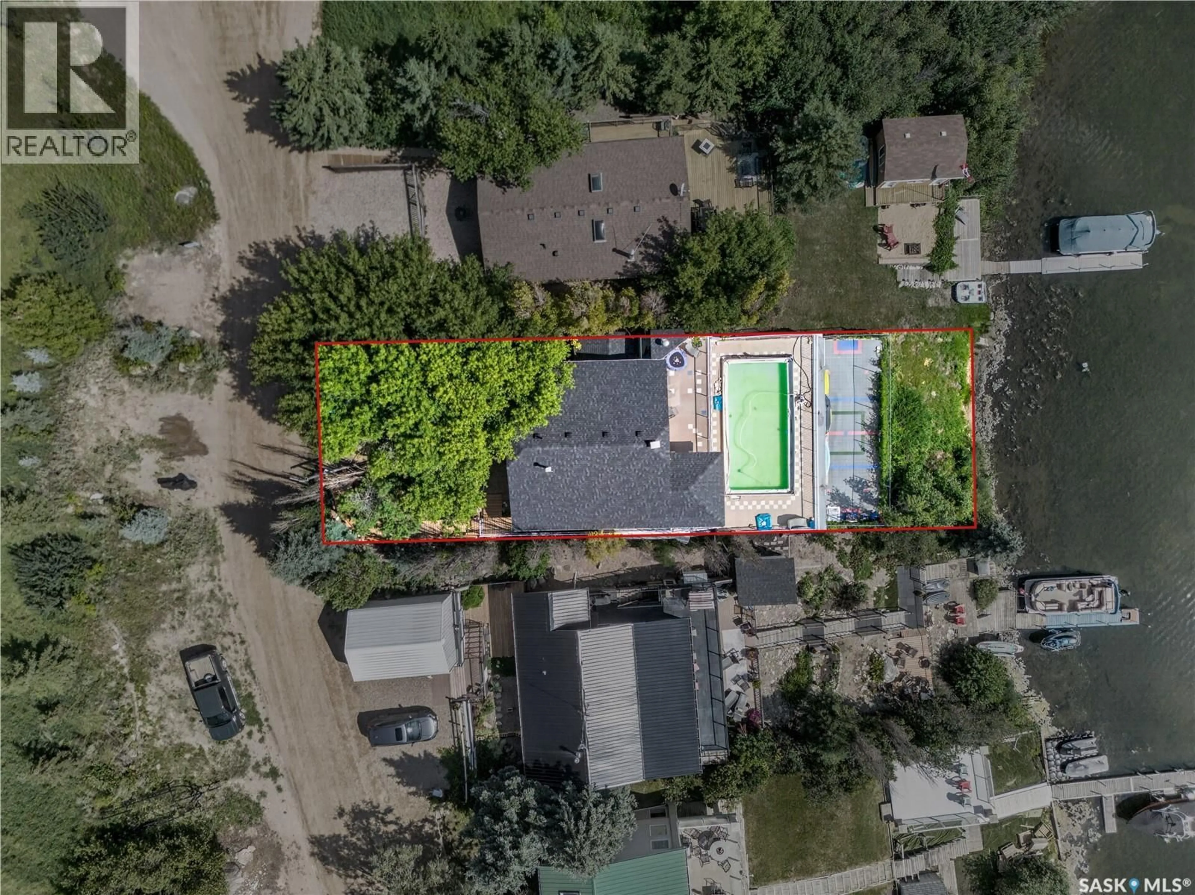 A pic from outside/outdoor area/front of a property/back of a property/a pic from drone, street for 5702 NELSON BEACH DRIVE, Wakaw Lake Saskatchewan S0K4P0