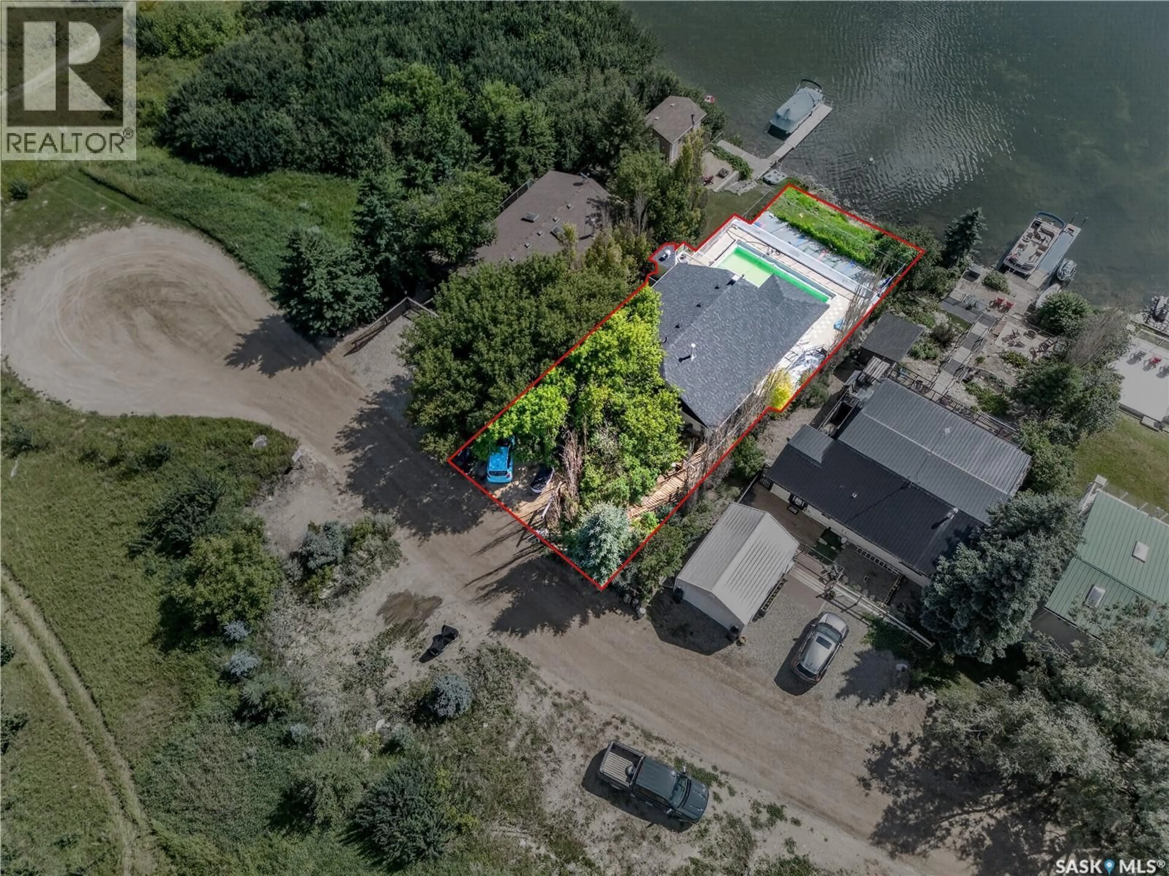 A pic from outside/outdoor area/front of a property/back of a property/a pic from drone, water/lake/river/ocean view for 5702 NELSON BEACH DRIVE, Wakaw Lake Saskatchewan S0K4P0