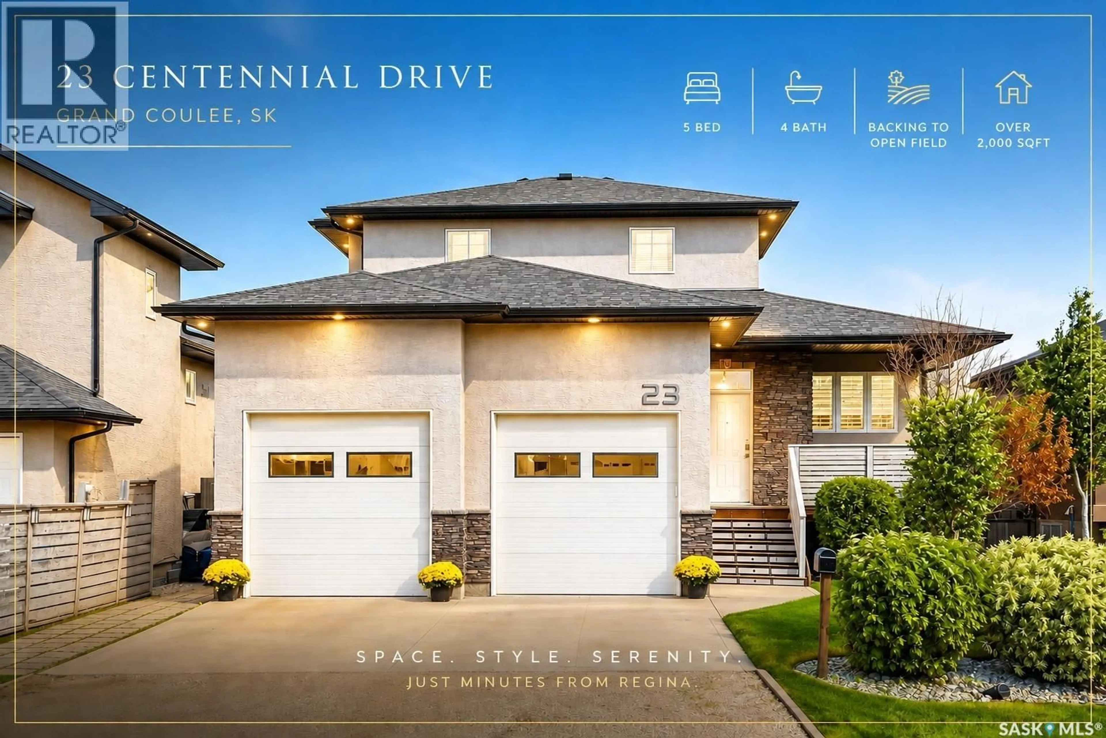 Home with vinyl exterior material, street for 23 CENTENNIAL DRIVE, Grand Coulee Saskatchewan S4M0A3