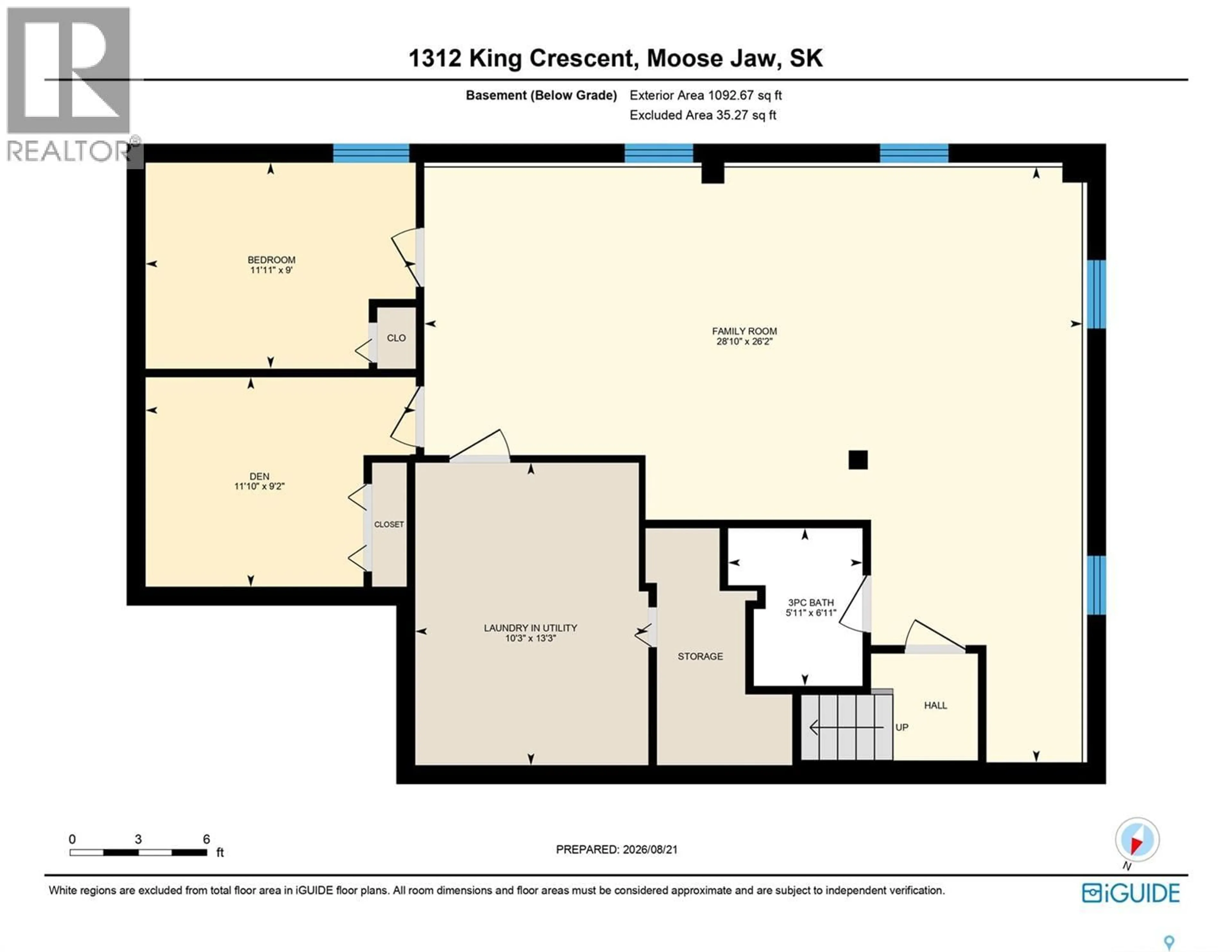 Floor plan for 1312 KING CRESCENT, Moose Jaw Saskatchewan S6H3G2