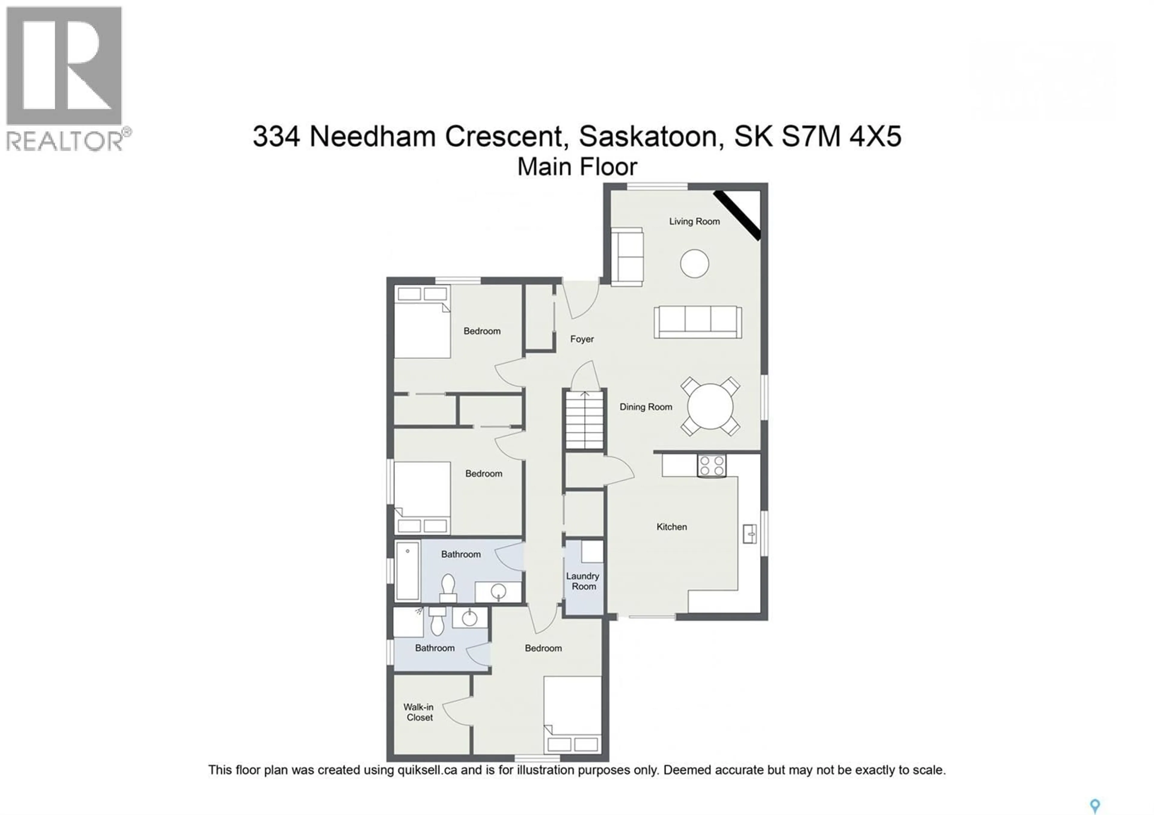Floor plan for 334 NEEDHAM CRESCENT, Saskatoon Saskatchewan S7M4X5