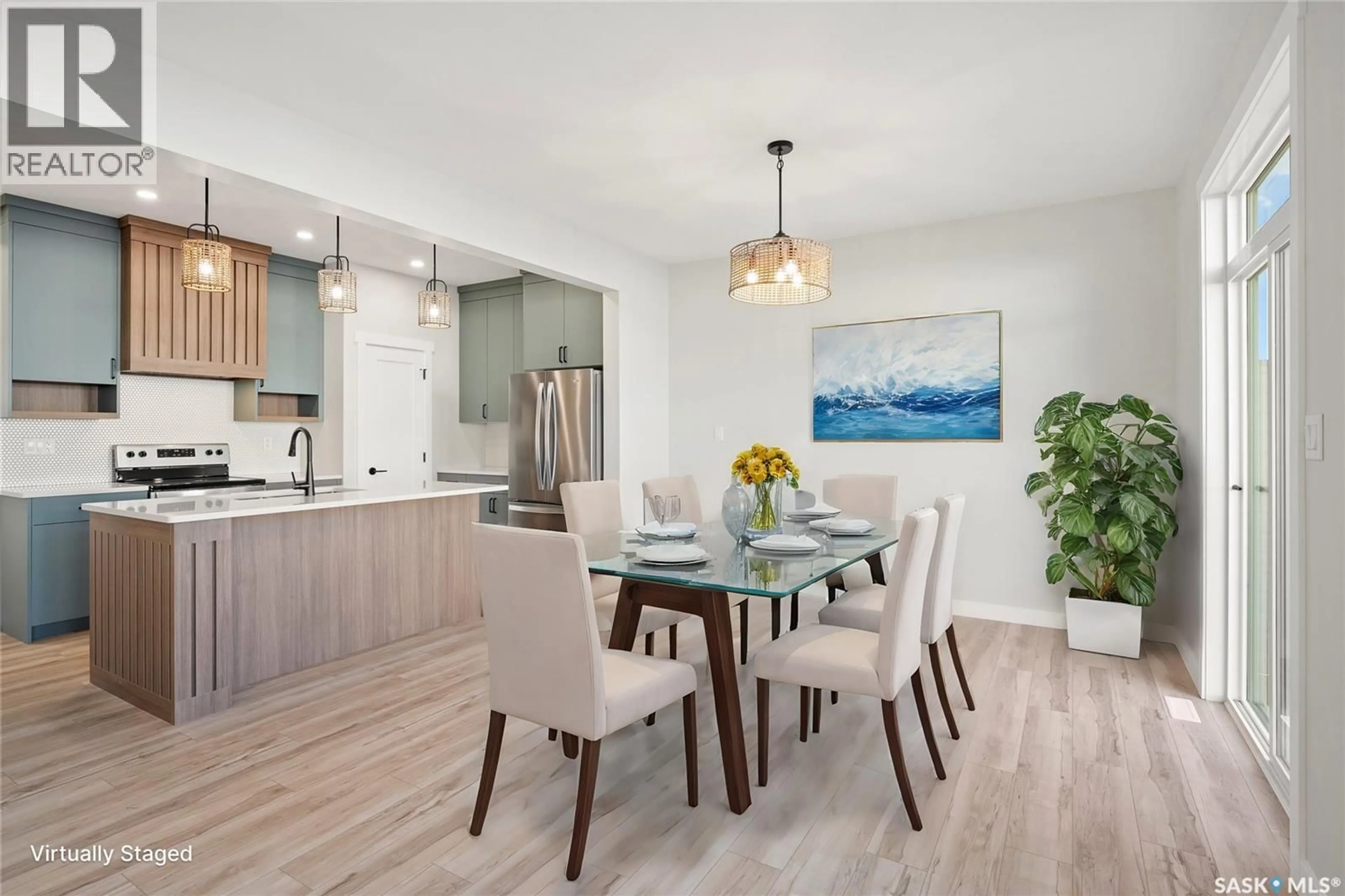 Open concept kitchen, wood/laminate floor for 134 FORTOSKY MANOR, Saskatoon Saskatchewan S7M5X3