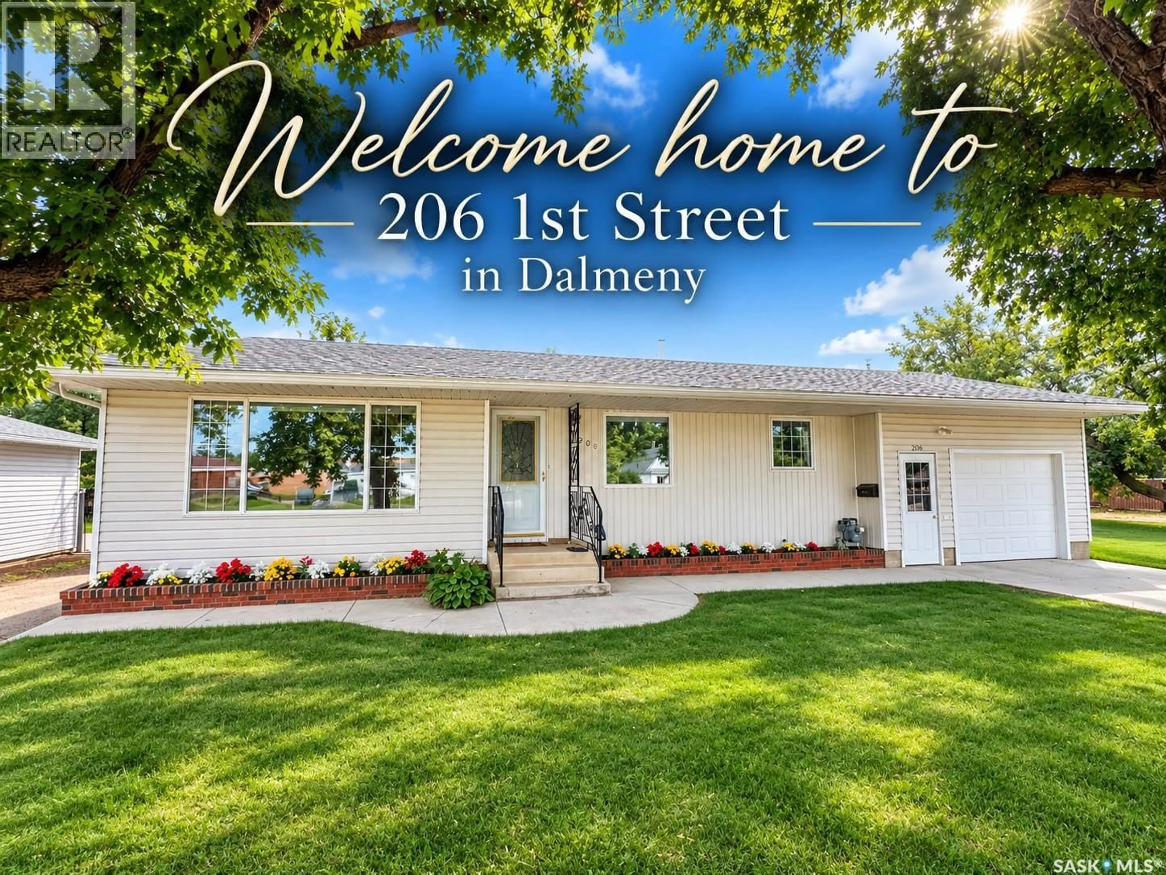 Home with vinyl exterior material, street for 206 1ST STREET, Dalmeny Saskatchewan S0K1E0