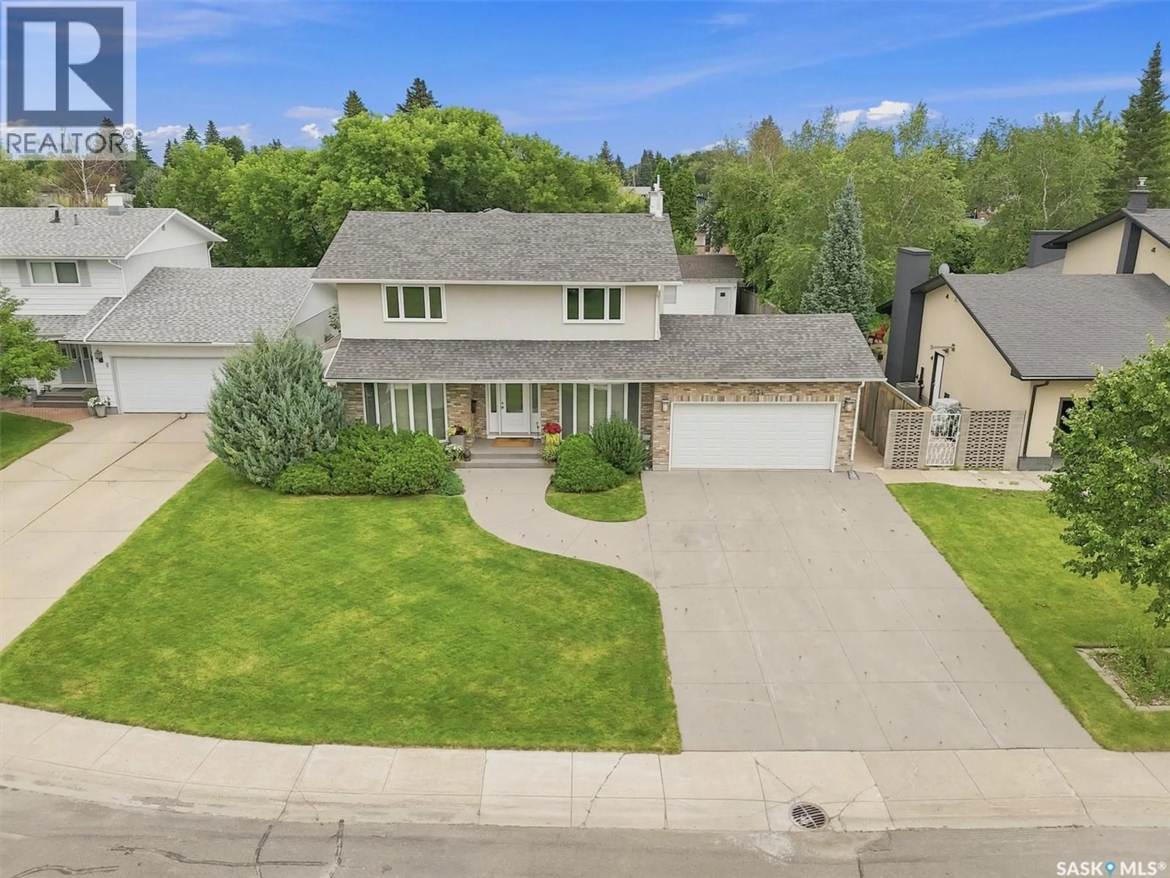 A pic from outside/outdoor area/front of a property/back of a property/a pic from drone, street for 3834 BALFOUR PLACE, Saskatoon Saskatchewan S7H3Z7