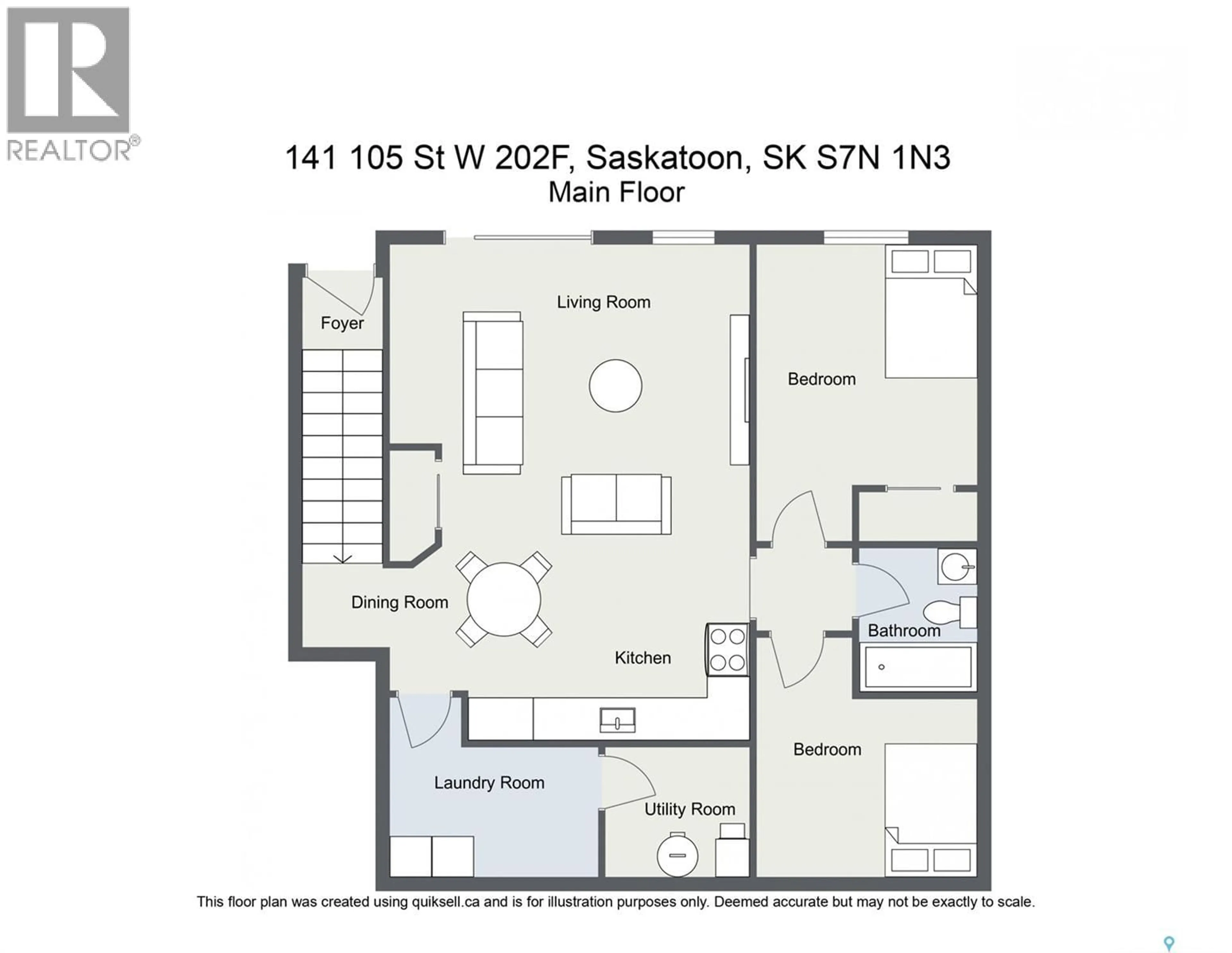 Floor plan for F - 202 141 STREET, Saskatoon Saskatchewan S7N1N3