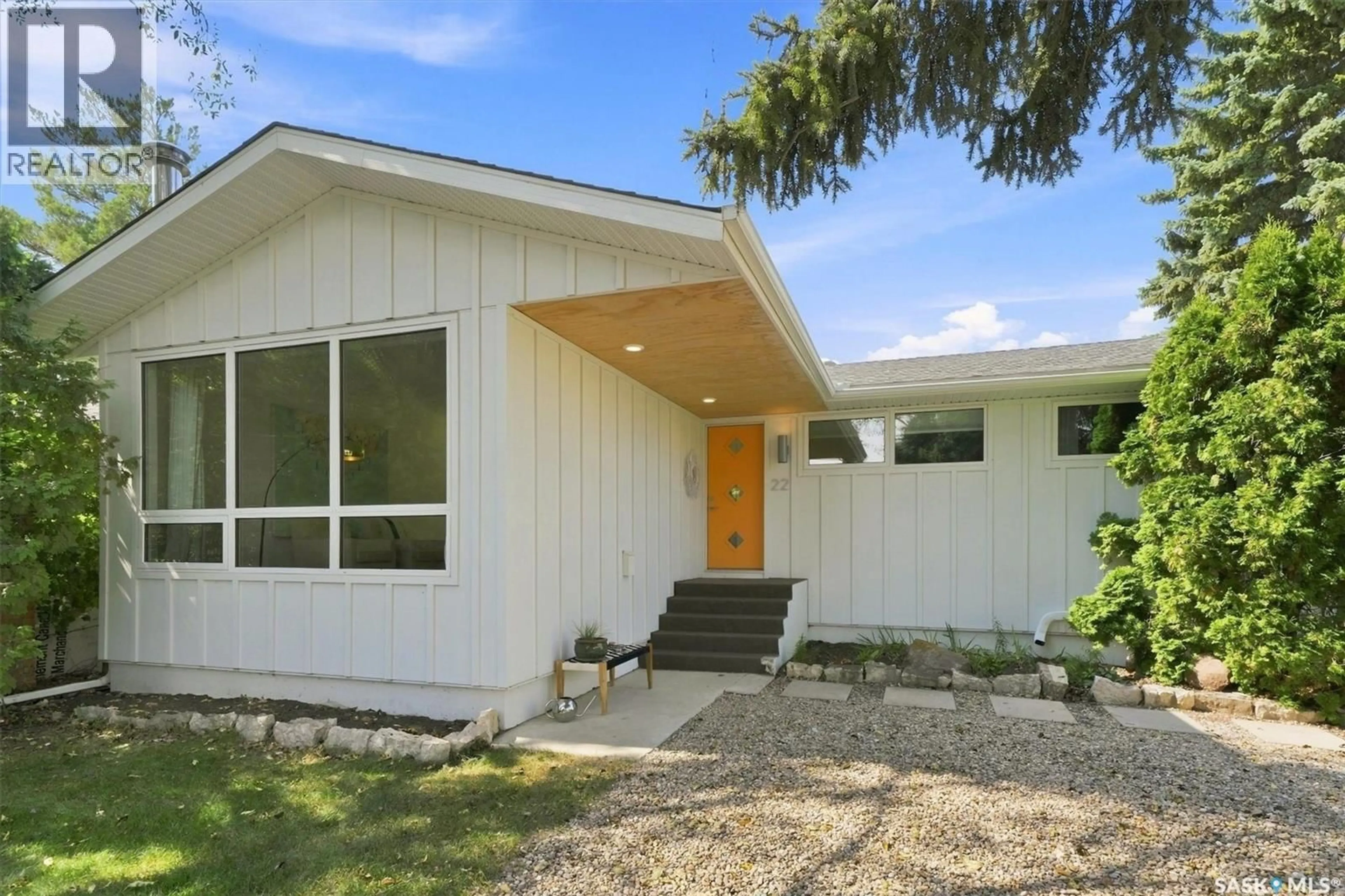 Home with vinyl exterior material, street for 22 BROWN CRESCENT, Saskatoon Saskatchewan S7J2R8
