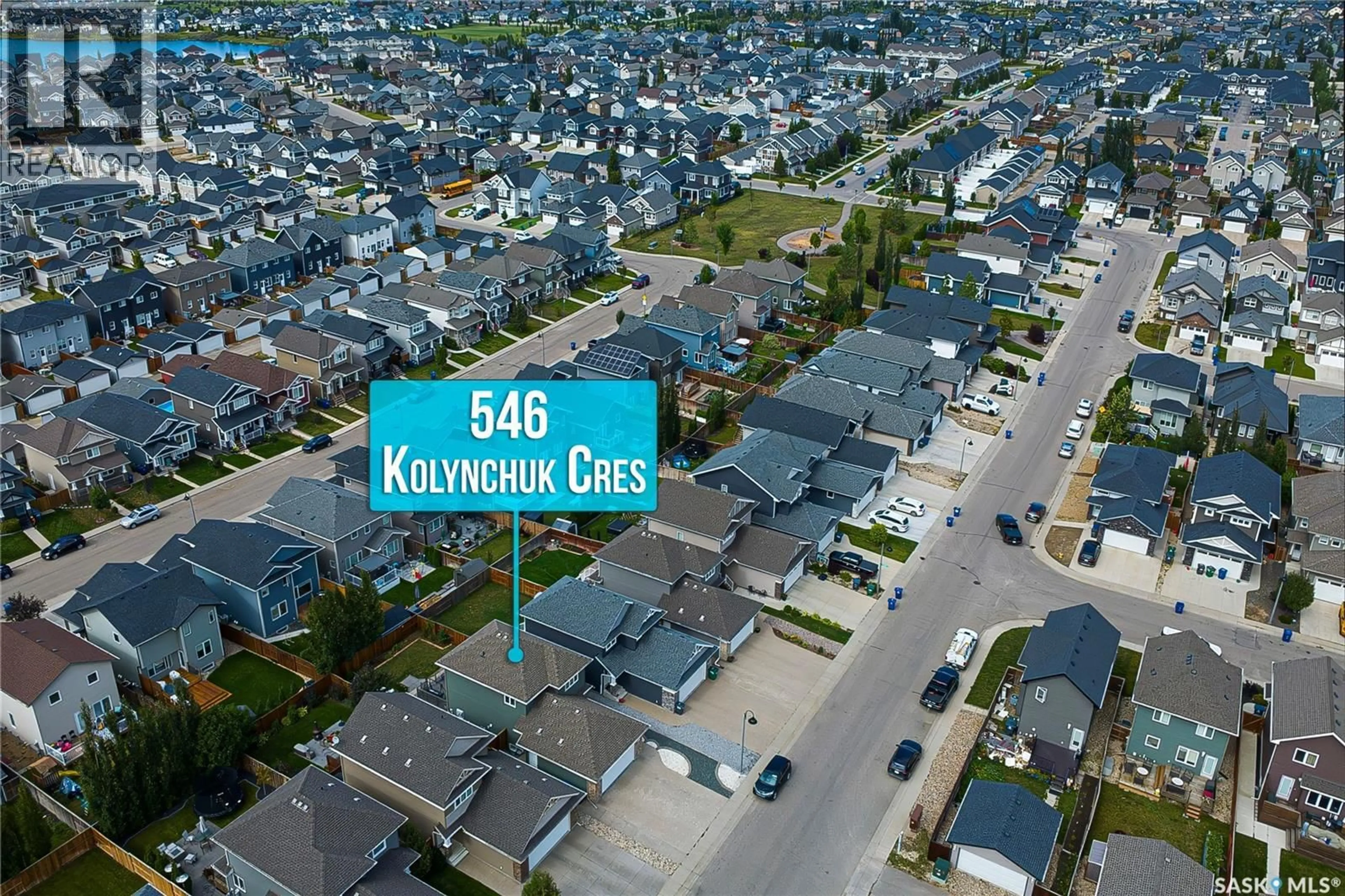 A pic from outside/outdoor area/front of a property/back of a property/a pic from drone, street for 546 KOLYNCHUK CRESCENT, Saskatoon Saskatchewan S7T0V9