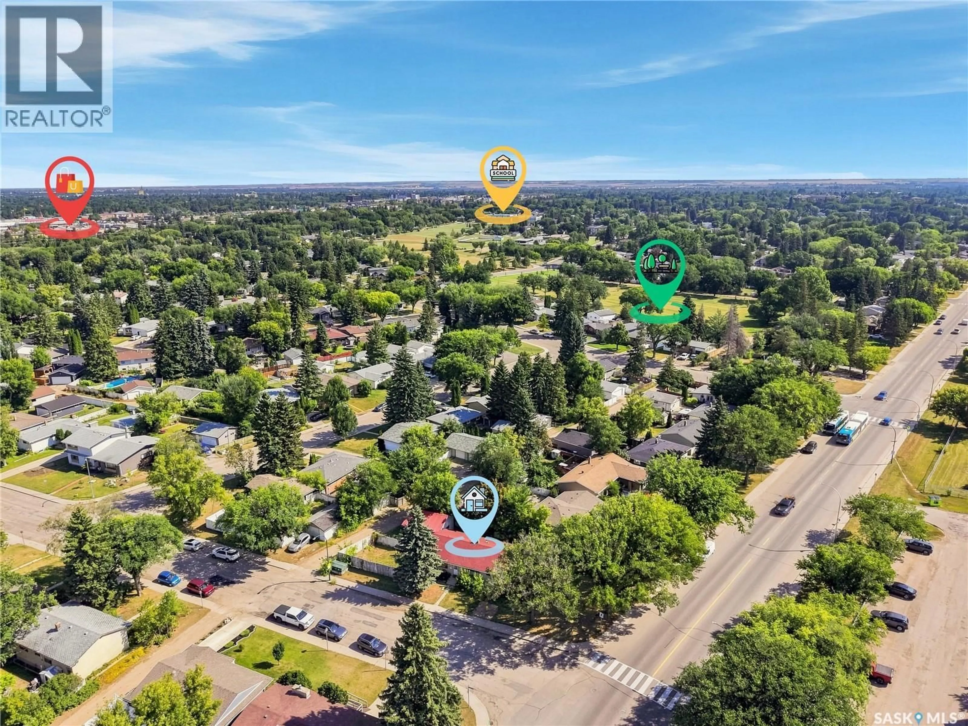 A pic from outside/outdoor area/front of a property/back of a property/a pic from drone, street for 2301 TAYLOR STREET, Saskatoon Saskatchewan S7H1W8