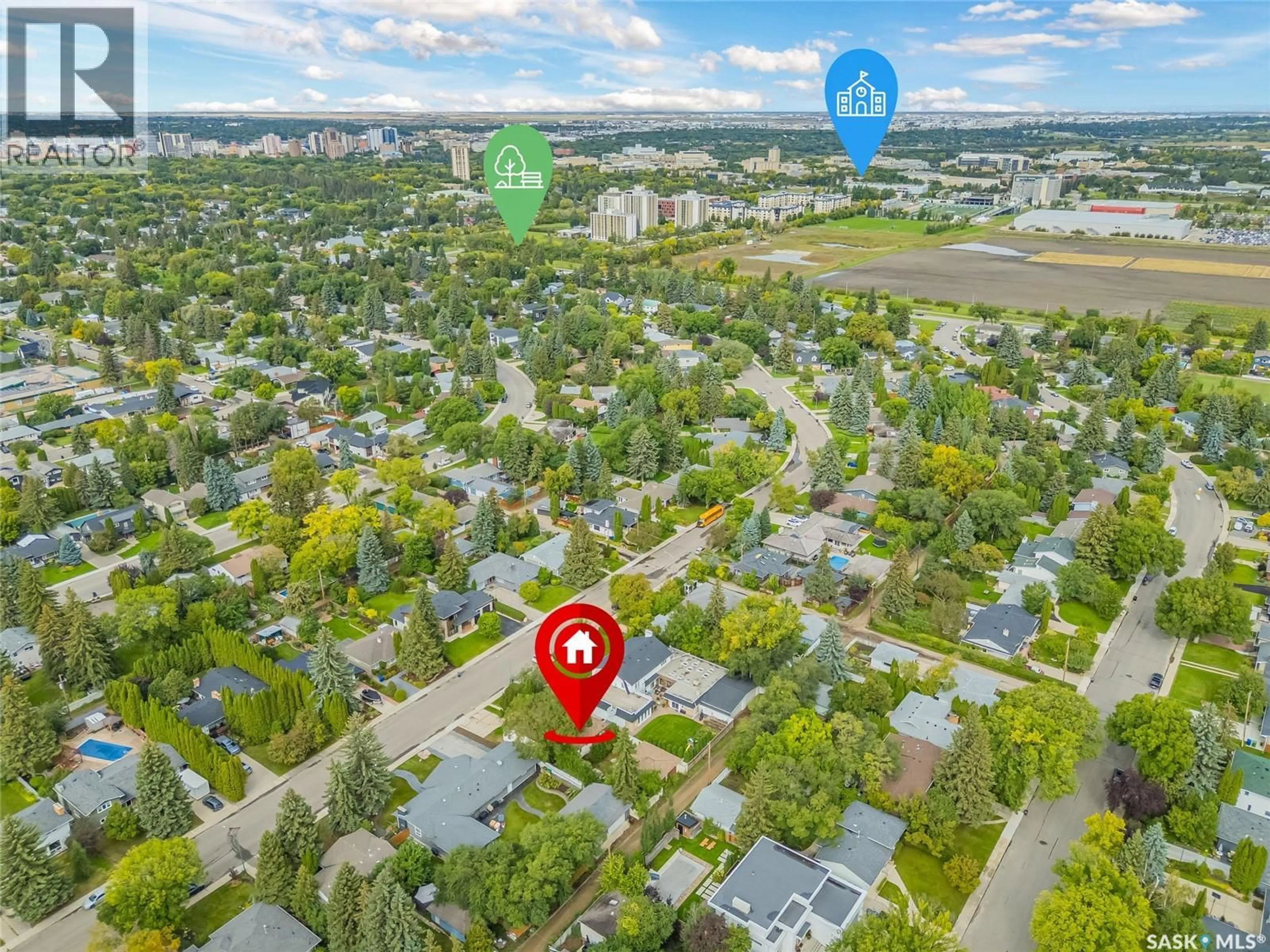 A pic from outside/outdoor area/front of a property/back of a property/a pic from drone, street for 509 LAKE CRESCENT, Saskatoon Saskatchewan S7H3A3