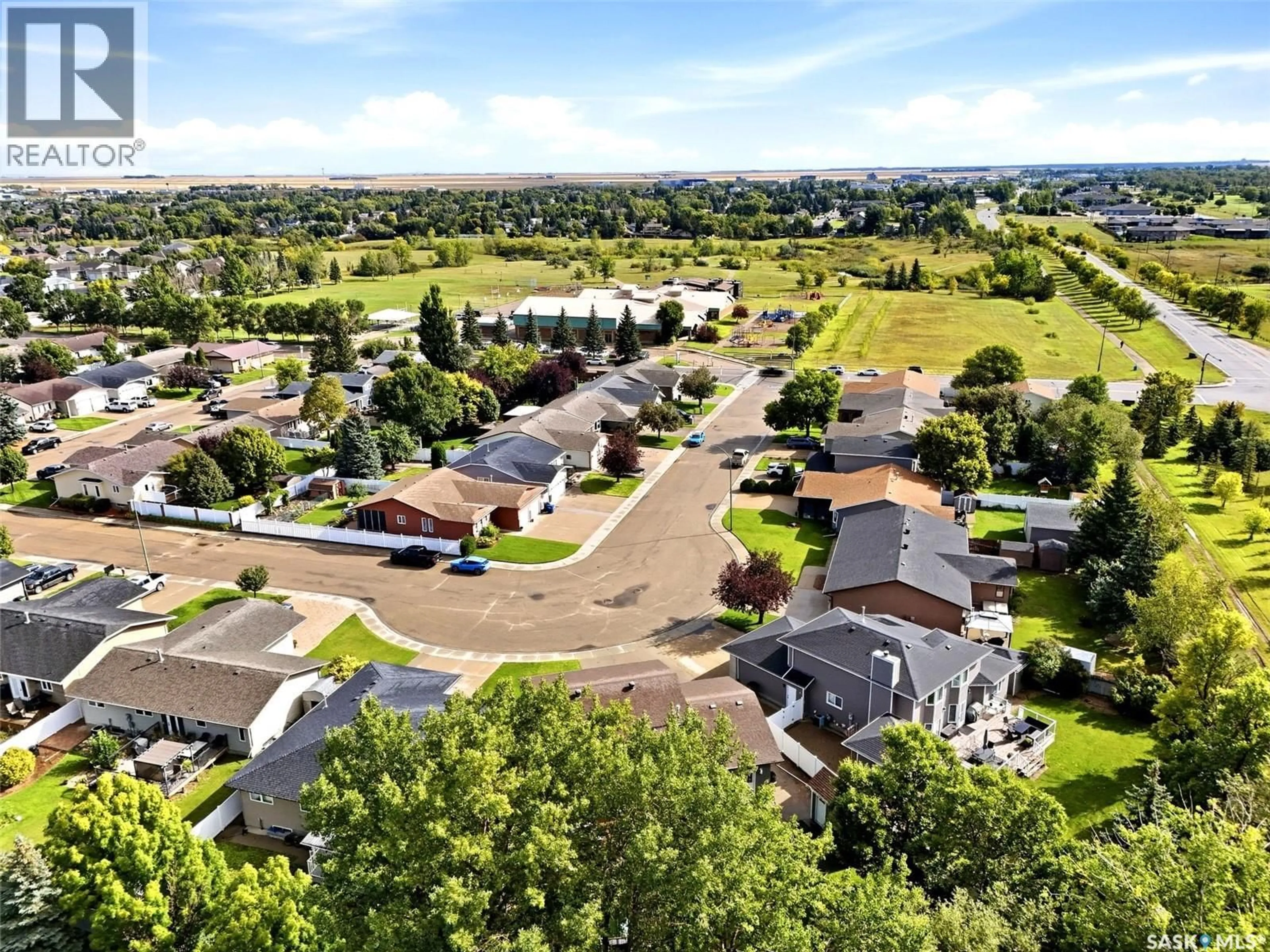 A pic from outside/outdoor area/front of a property/back of a property/a pic from drone, mountain view for 29 THORN CRESCENT, Moose Jaw Saskatchewan S6J1J3