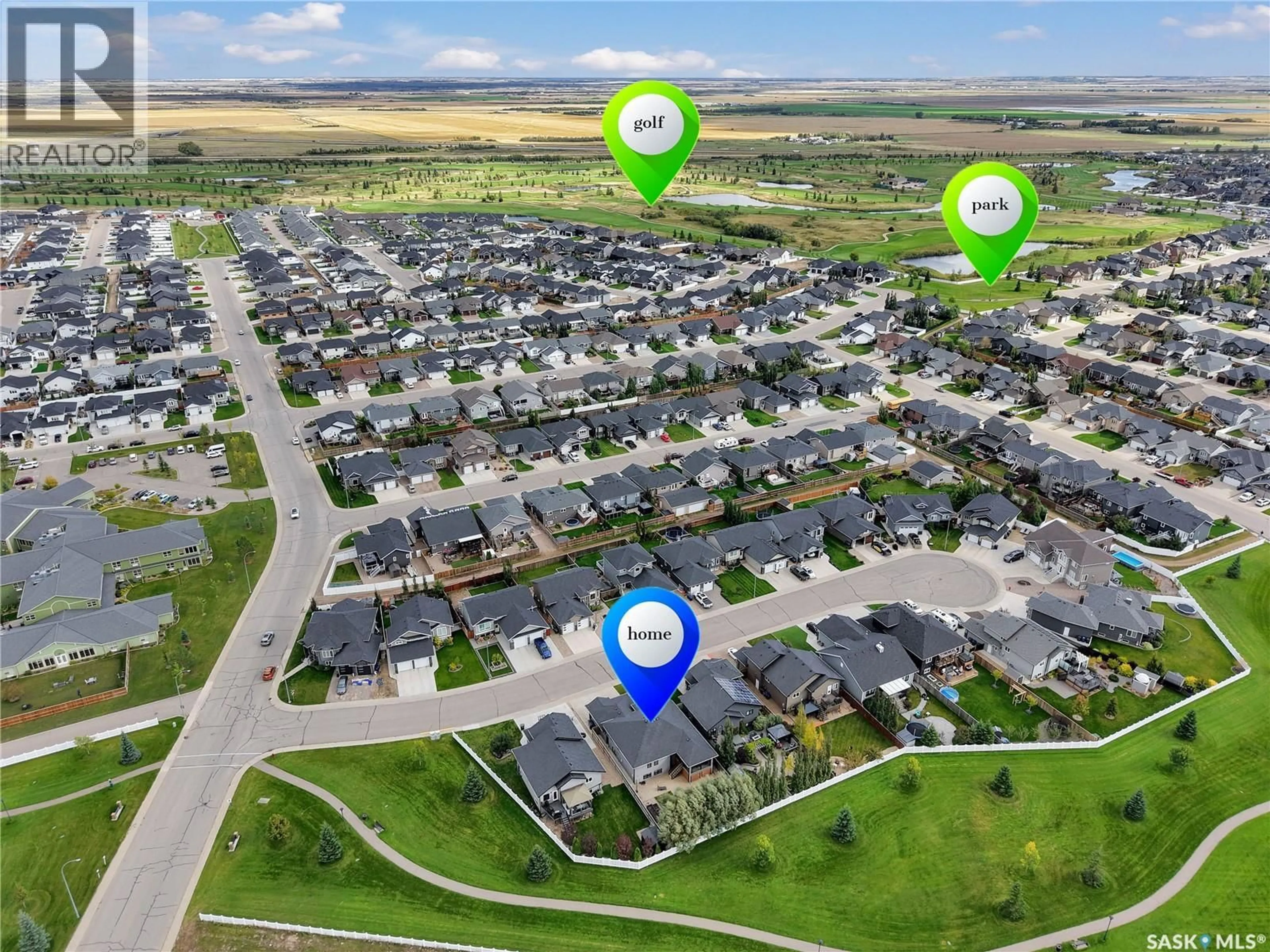 A pic from outside/outdoor area/front of a property/back of a property/a pic from drone, street for 515 COUPLES COURT, Warman Saskatchewan S0K4S1