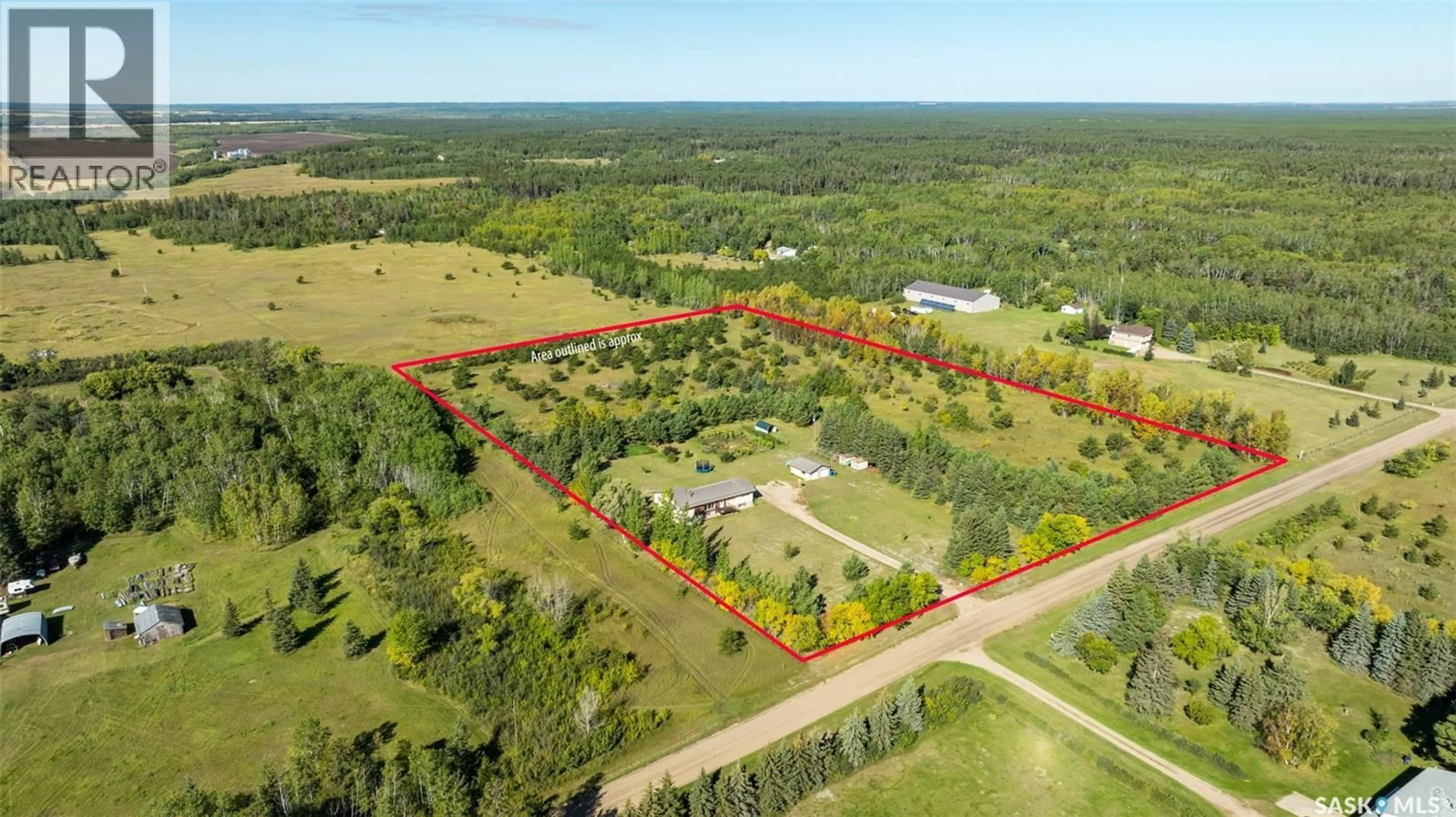A pic from outside/outdoor area/front of a property/back of a property/a pic from drone, forest/trees view for GRIEG ROAD ACREAGE, Buckland Rm No. 491 Saskatchewan S6V5R3