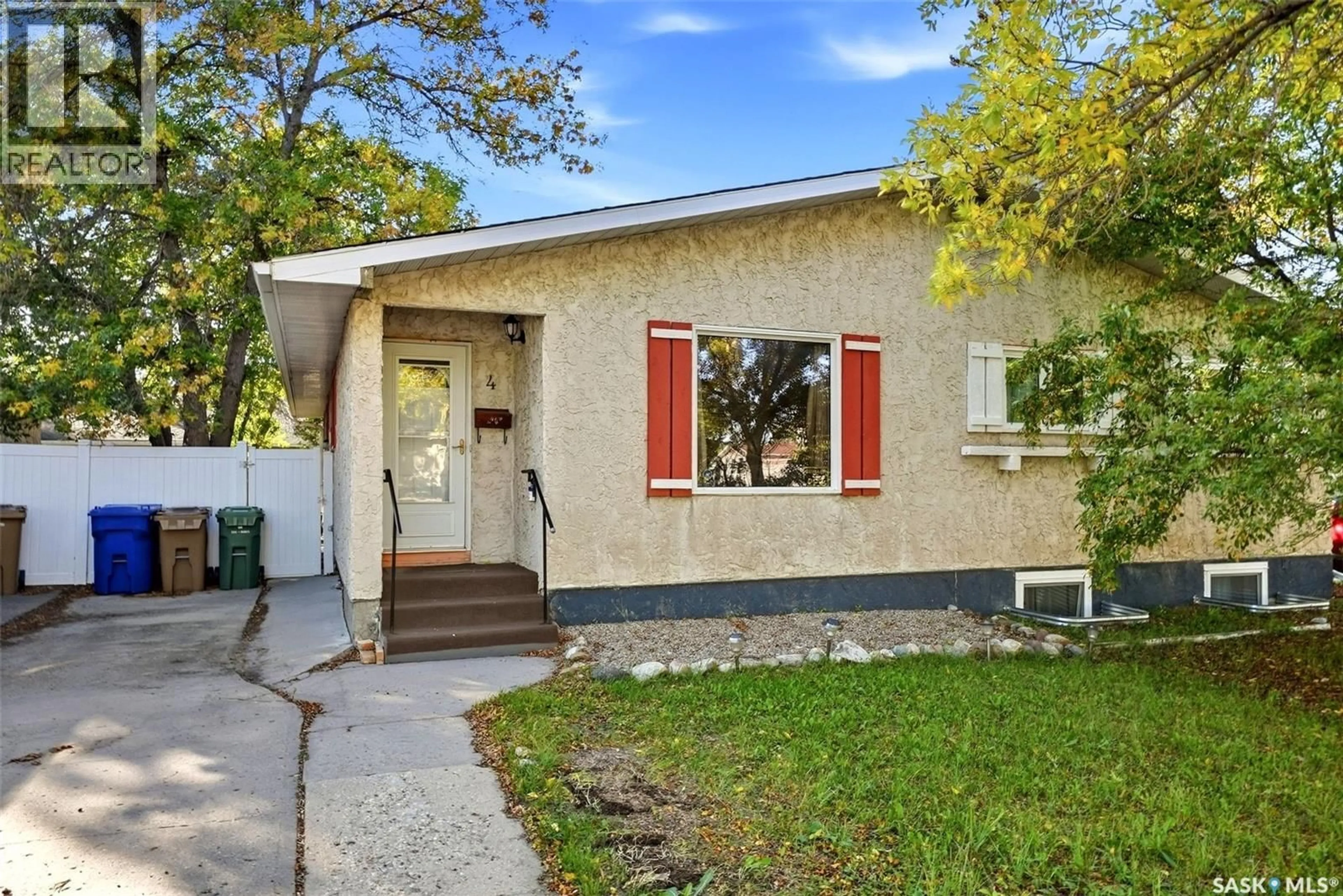 Home with vinyl exterior material, street for 4 FINES DRIVE, Regina Saskatchewan S4N5K5