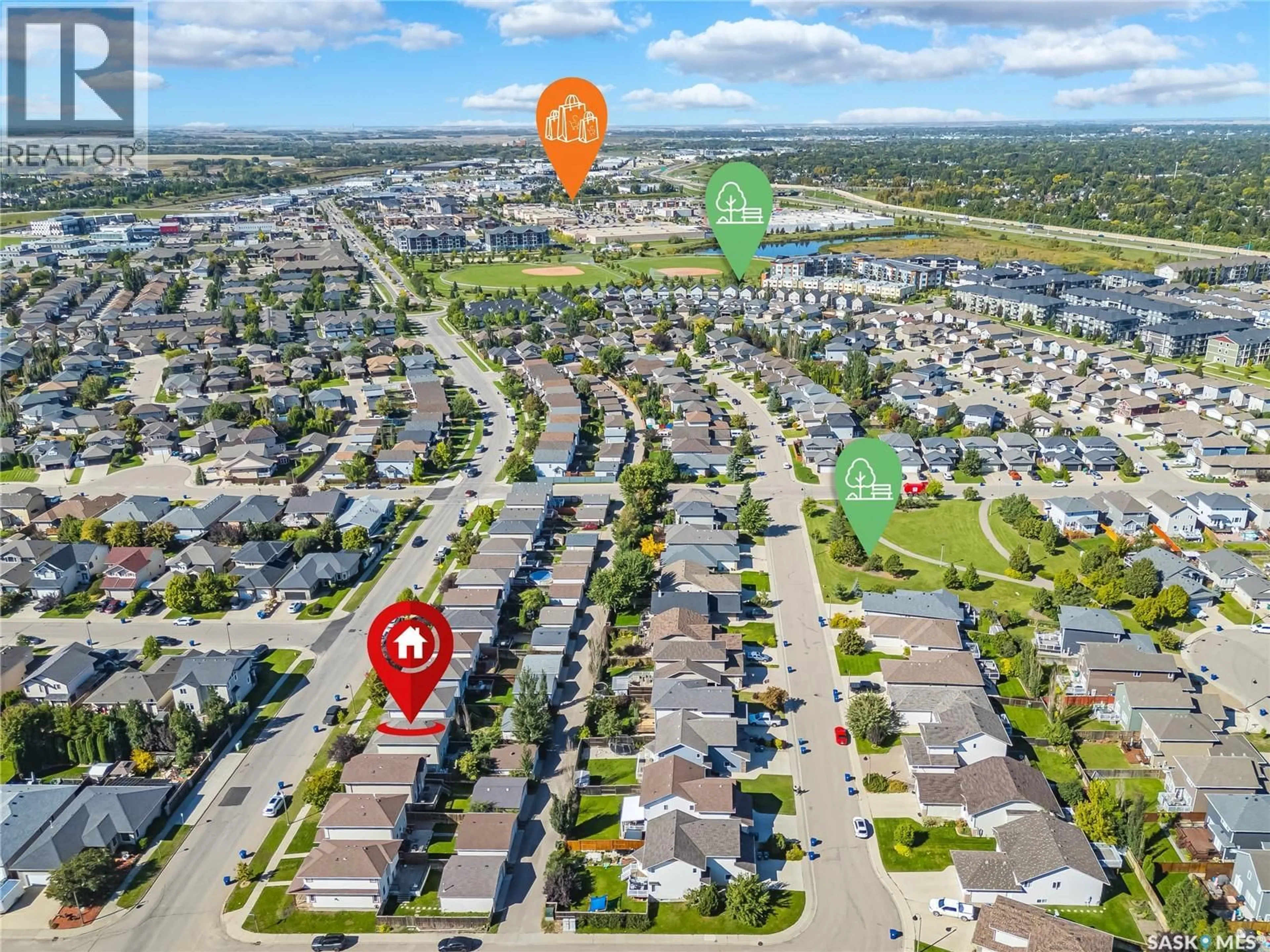 A pic from outside/outdoor area/front of a property/back of a property/a pic from drone, street for 515 GORDON ROAD, Saskatoon Saskatchewan S7T0A7