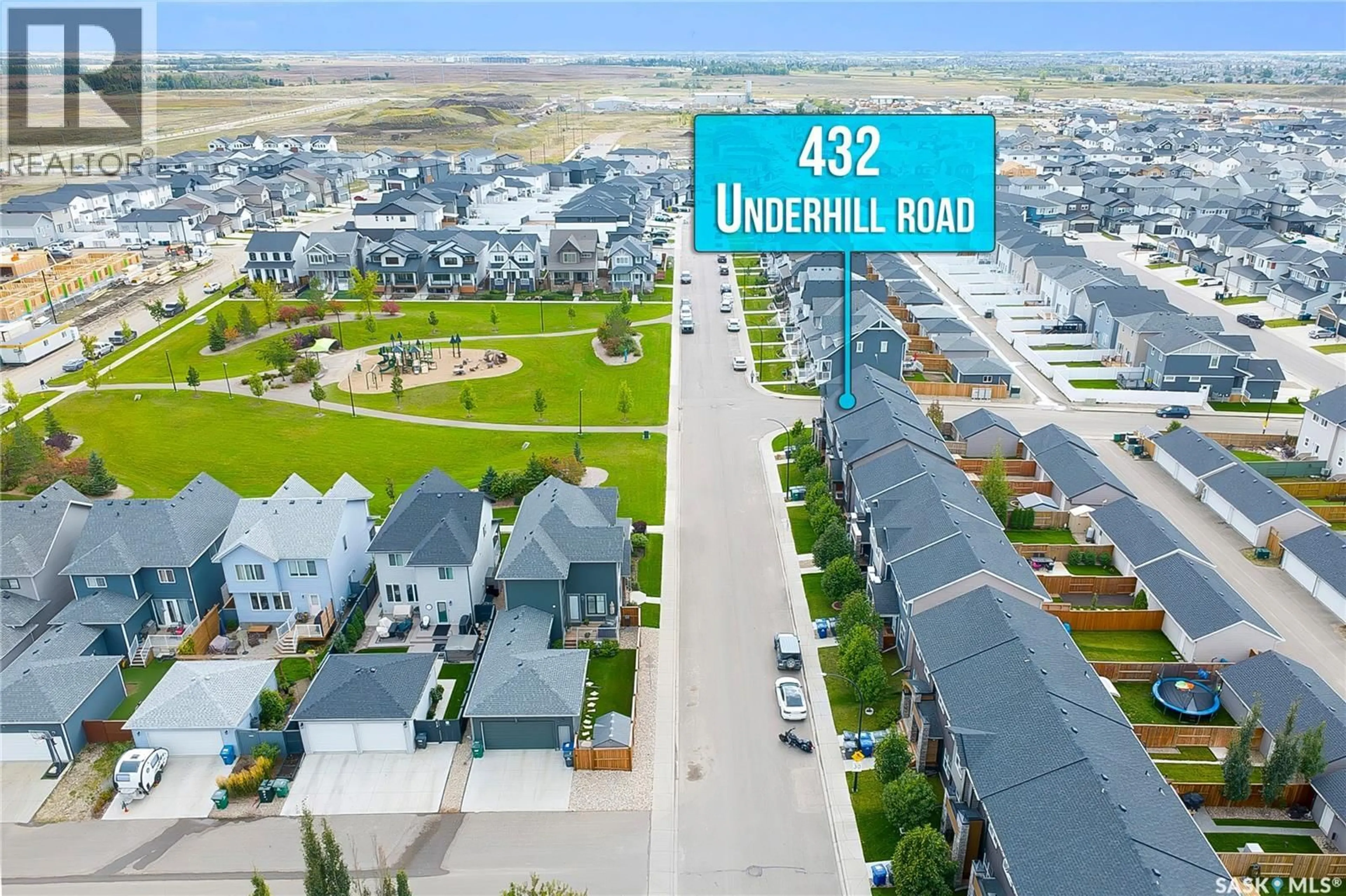 A pic from outside/outdoor area/front of a property/back of a property/a pic from drone, street for 432 UNDERHILL ROAD, Saskatoon Saskatchewan S7V0V4